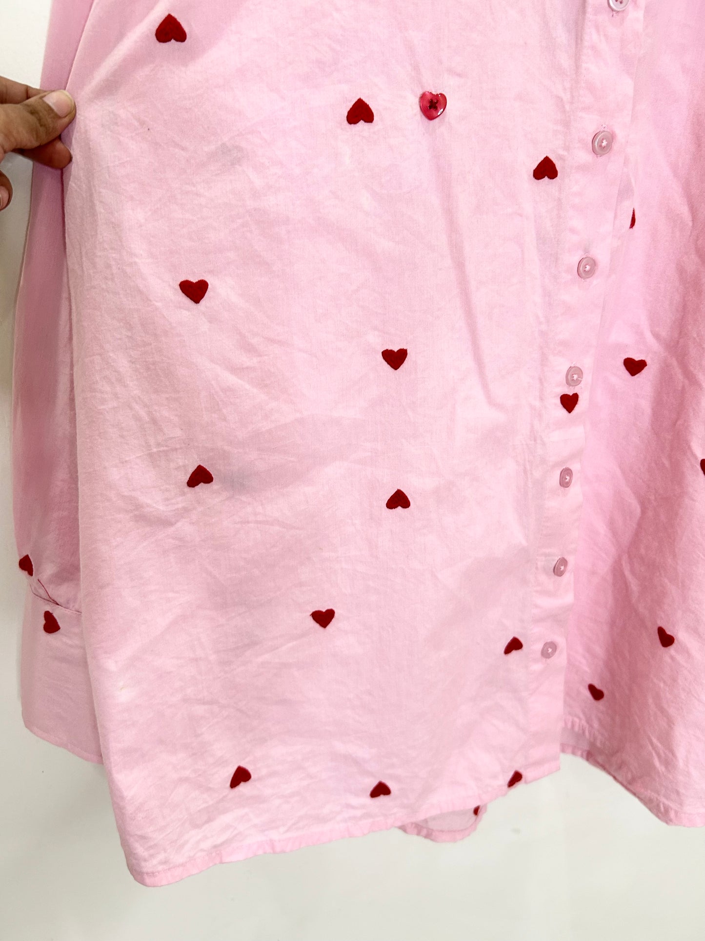 Cotton Embroidered Heart Shirt