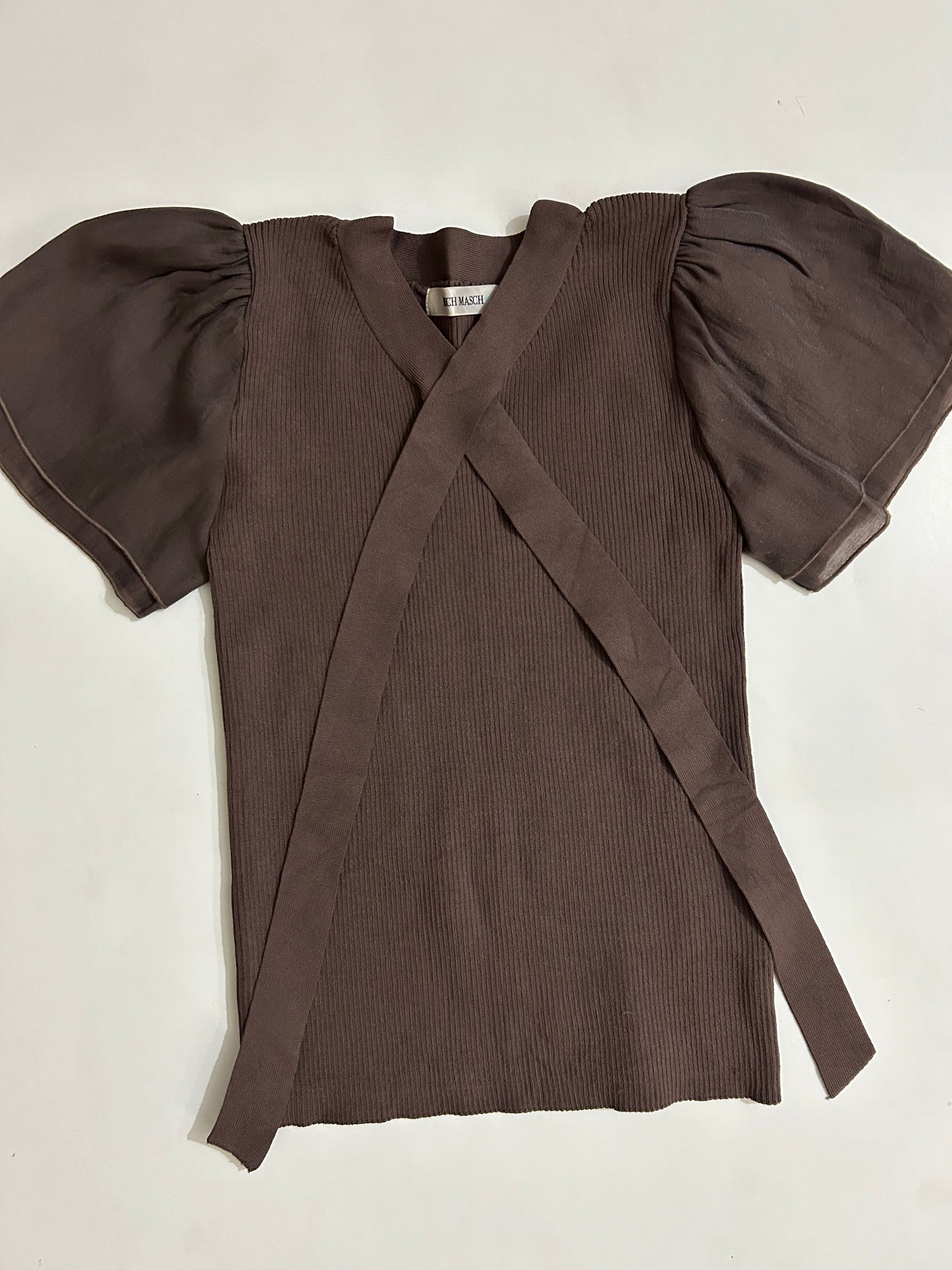 Brown Collar Strap Top