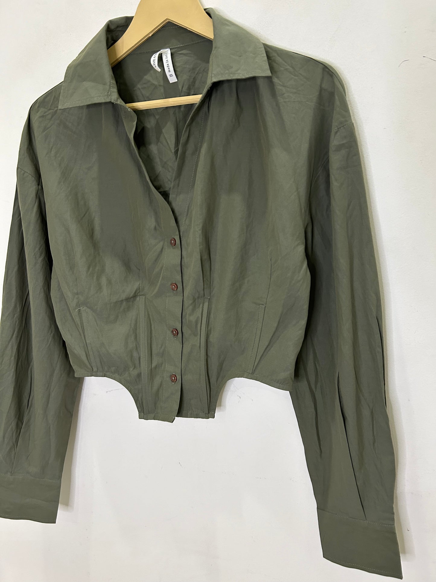 Crop Structured Shirt: Chest-38”