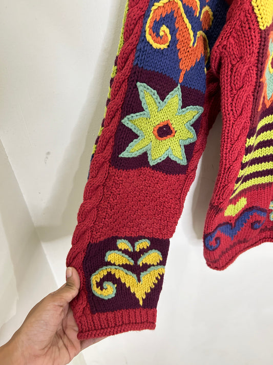 NEXT multicolored floral knit sweater.