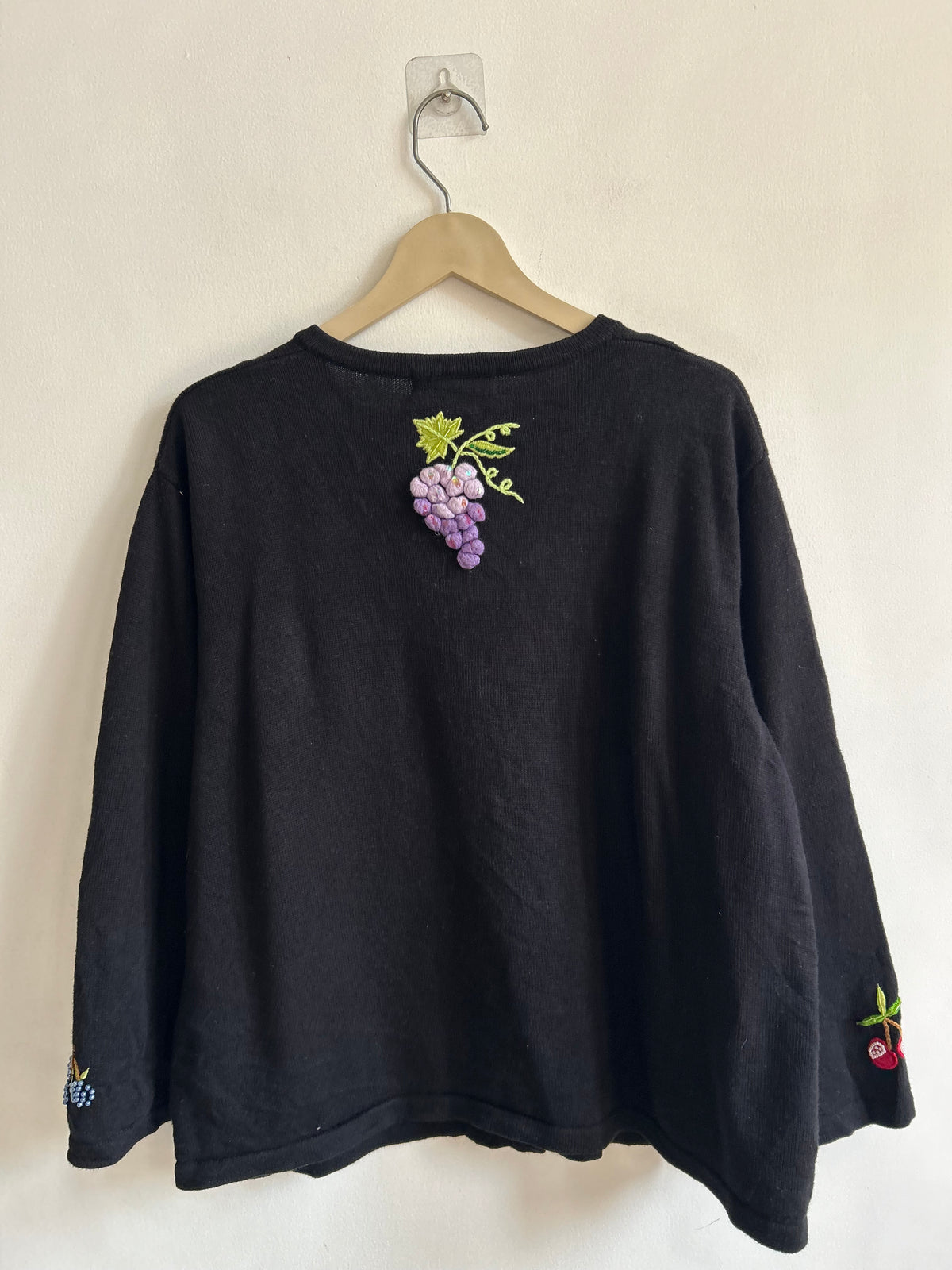 Fruit Basket Beaded Black Cardigan