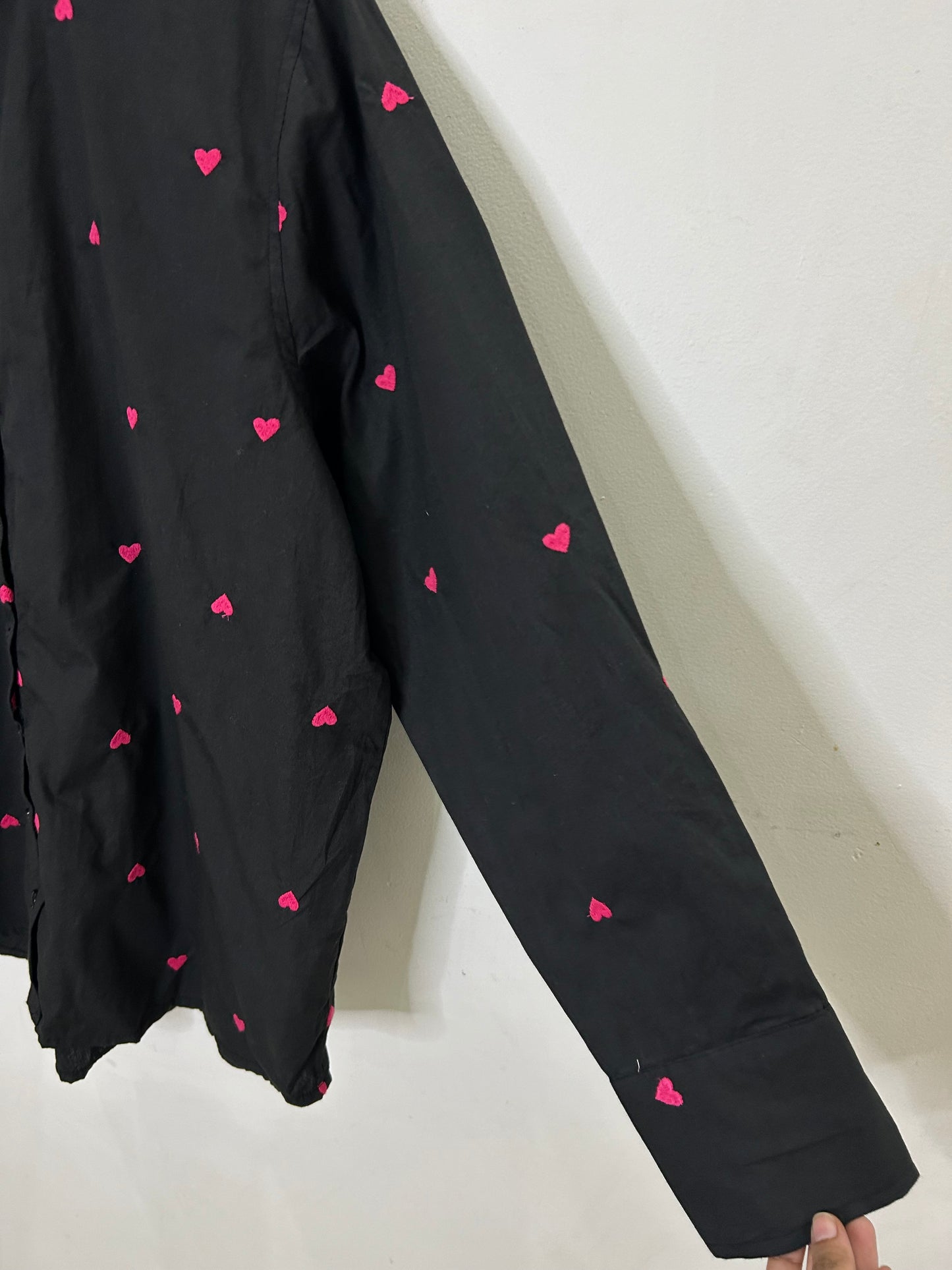 Mini Hearts Embroidered Cotton Shirt