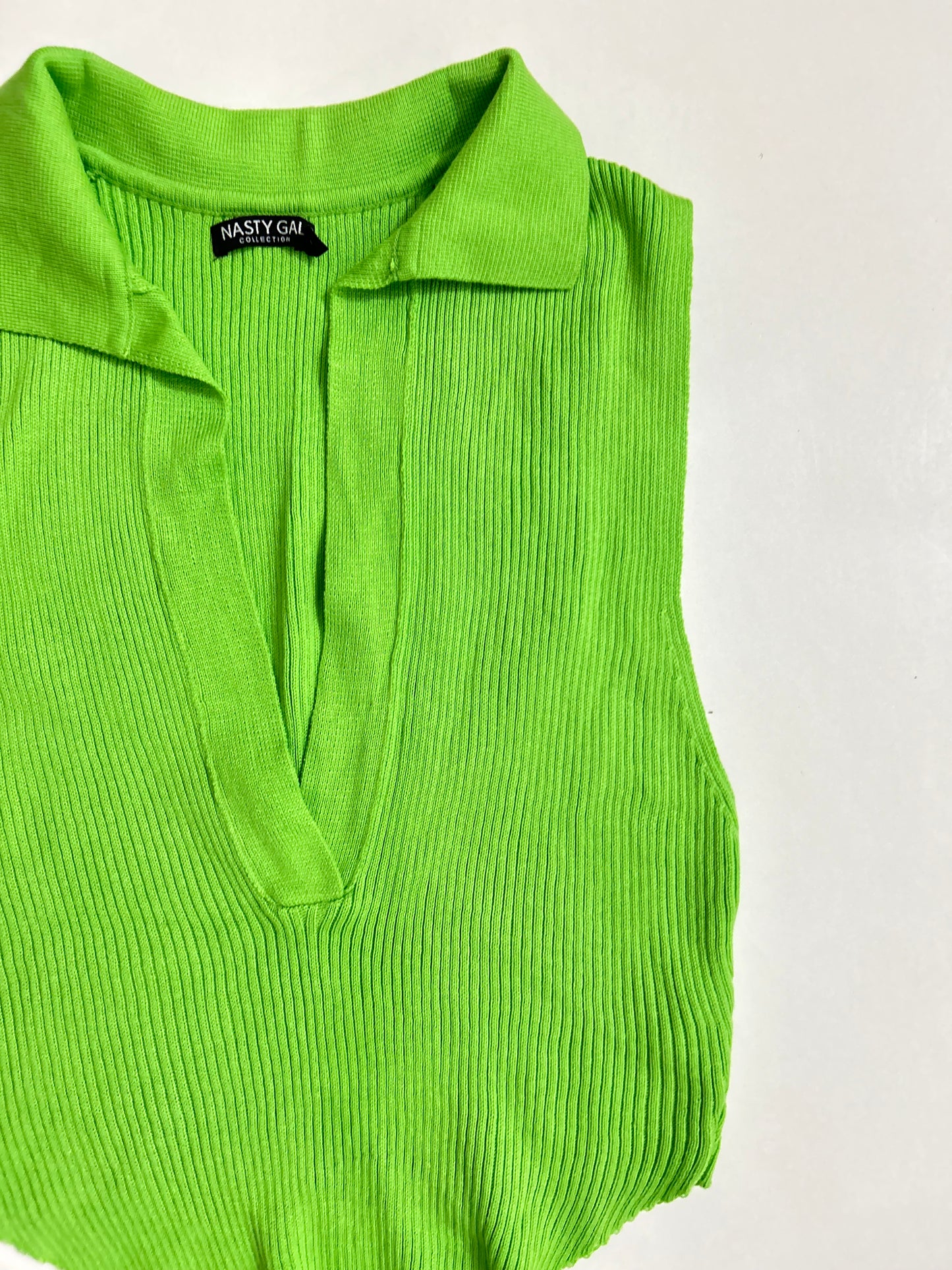 Neon Collar Ribbed Top
