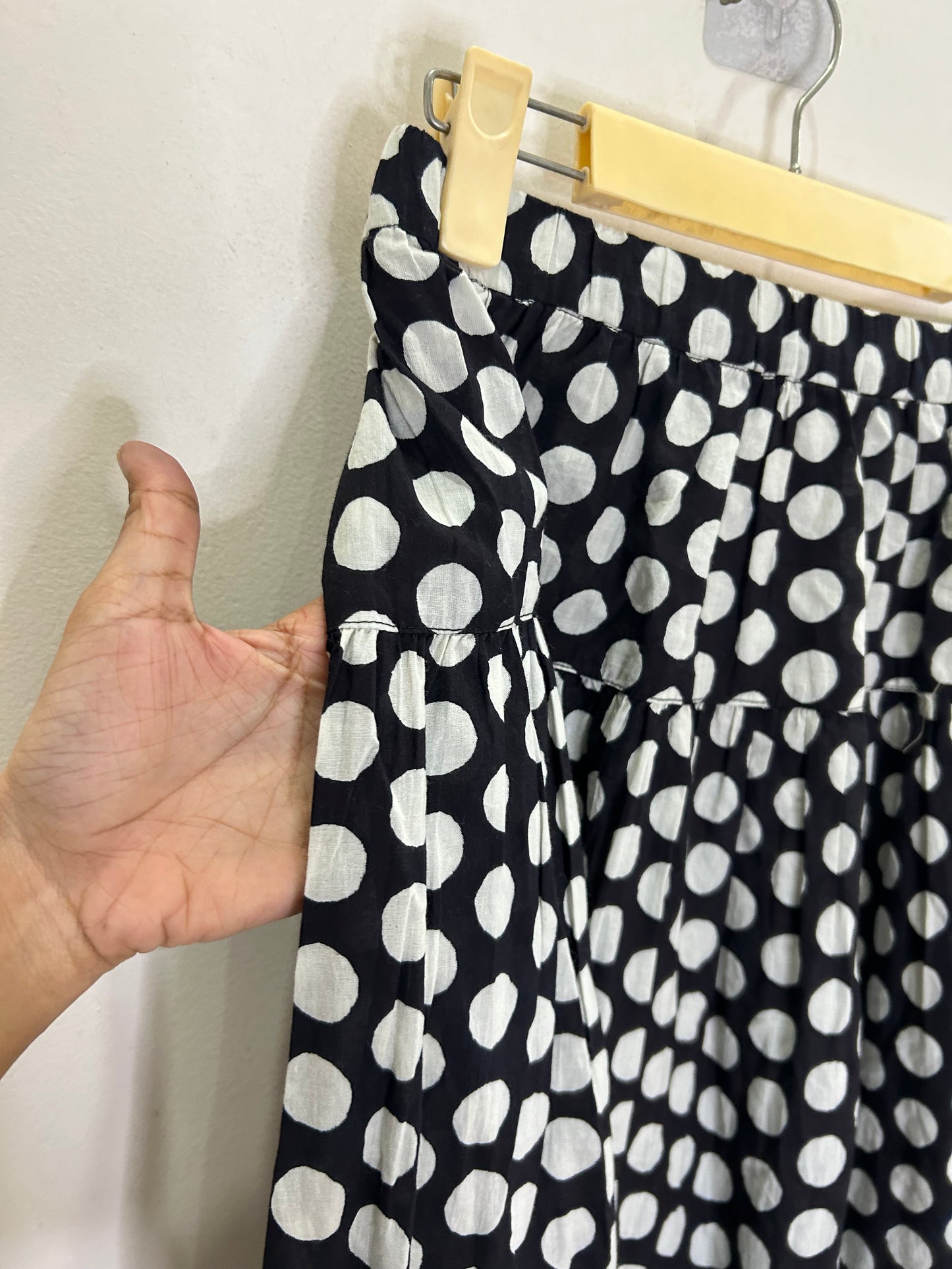 Cotton B&W Polka Dot Skirt (with Pockets)