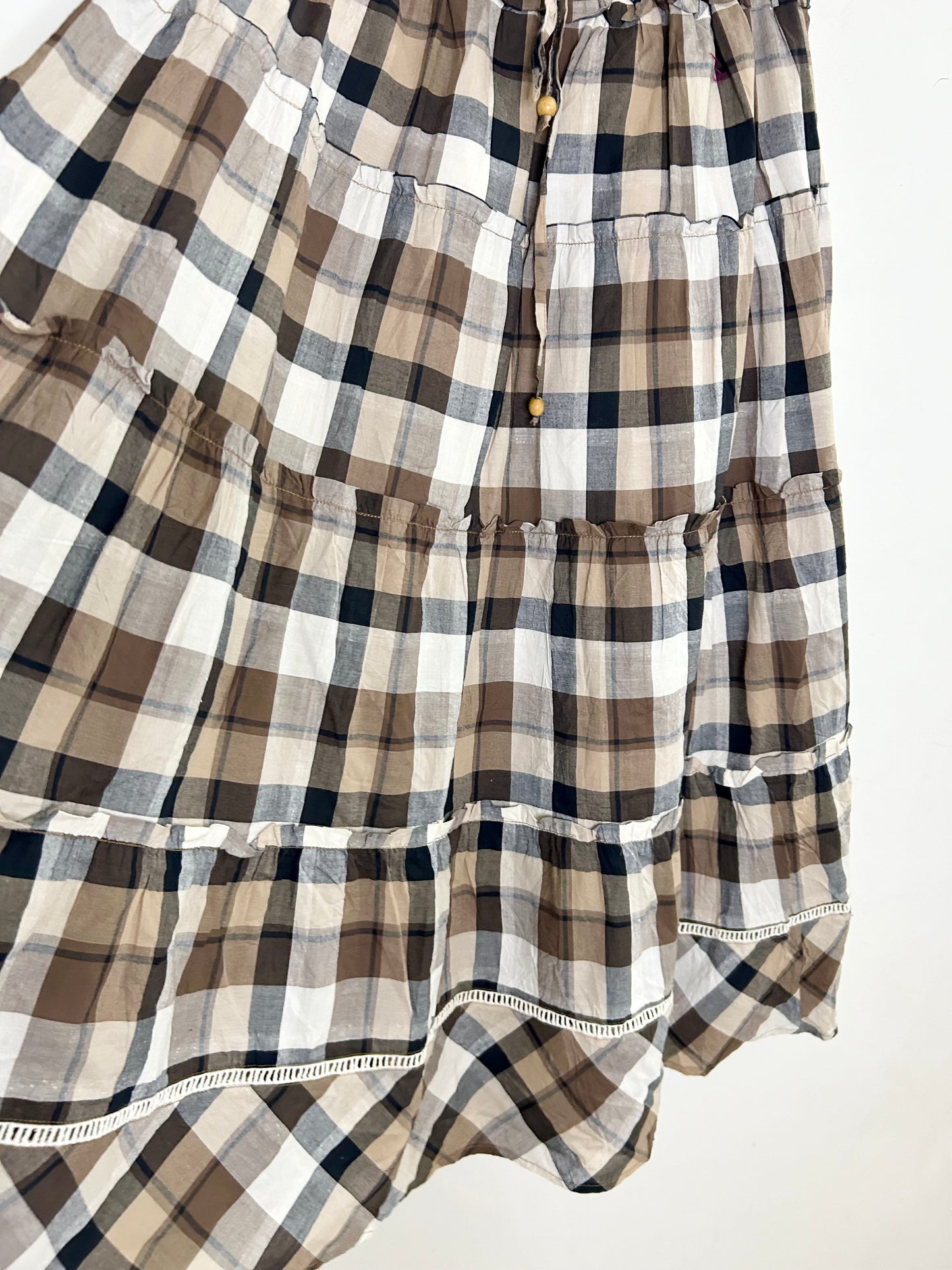 Brown Checkered Skirt