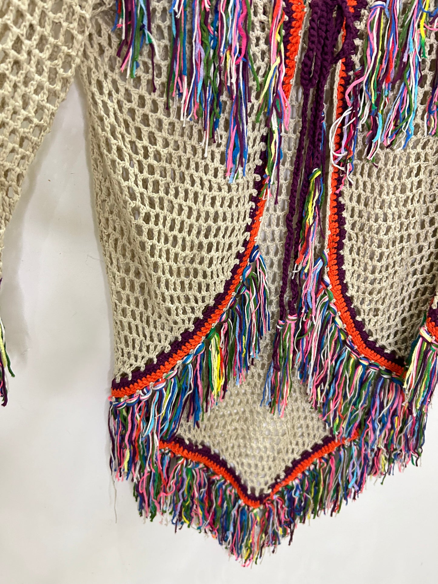 Fringe Crochet Shrug: Bust-46”