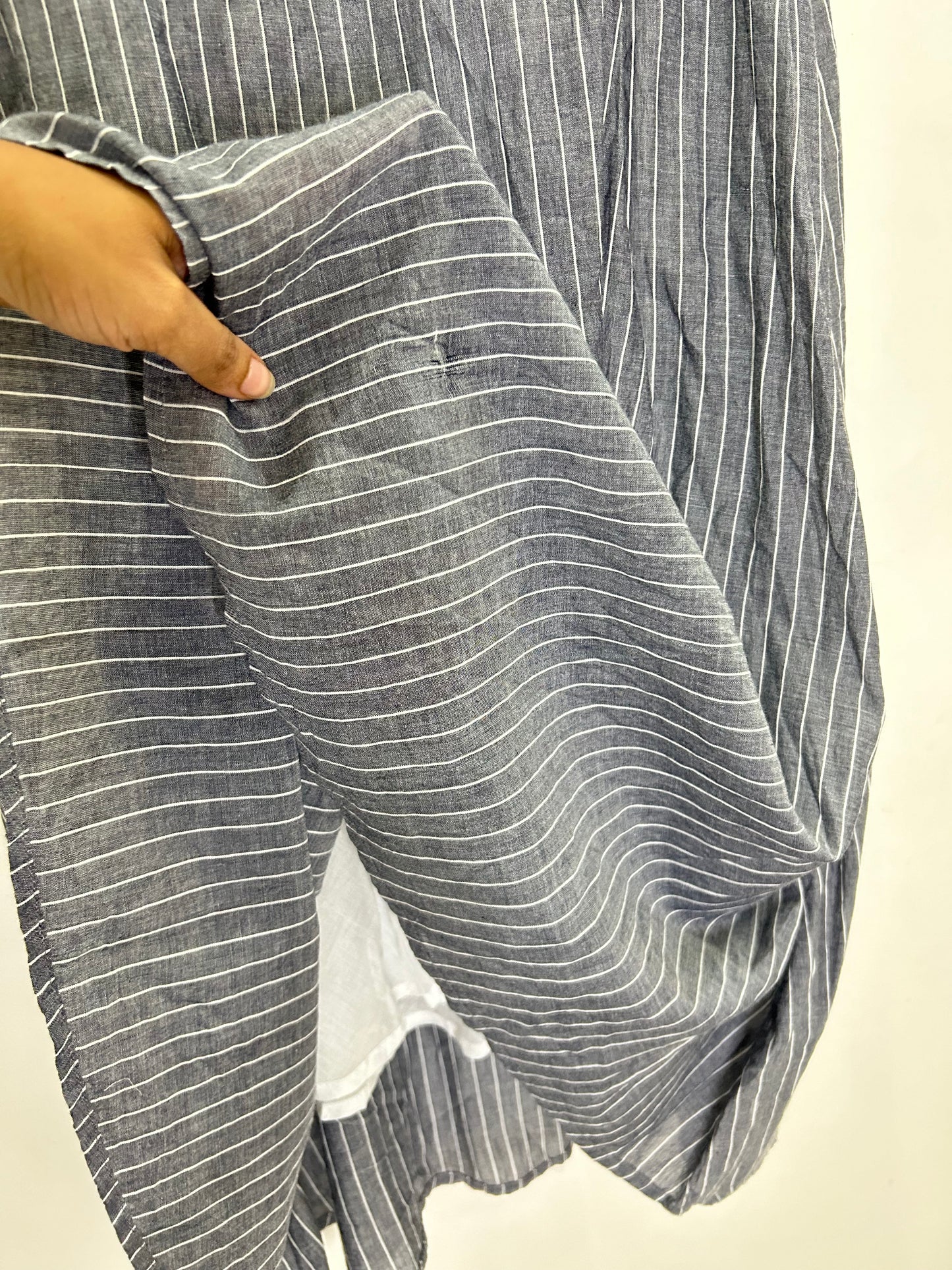 Cotton Striped Grey Skirt (have lining)