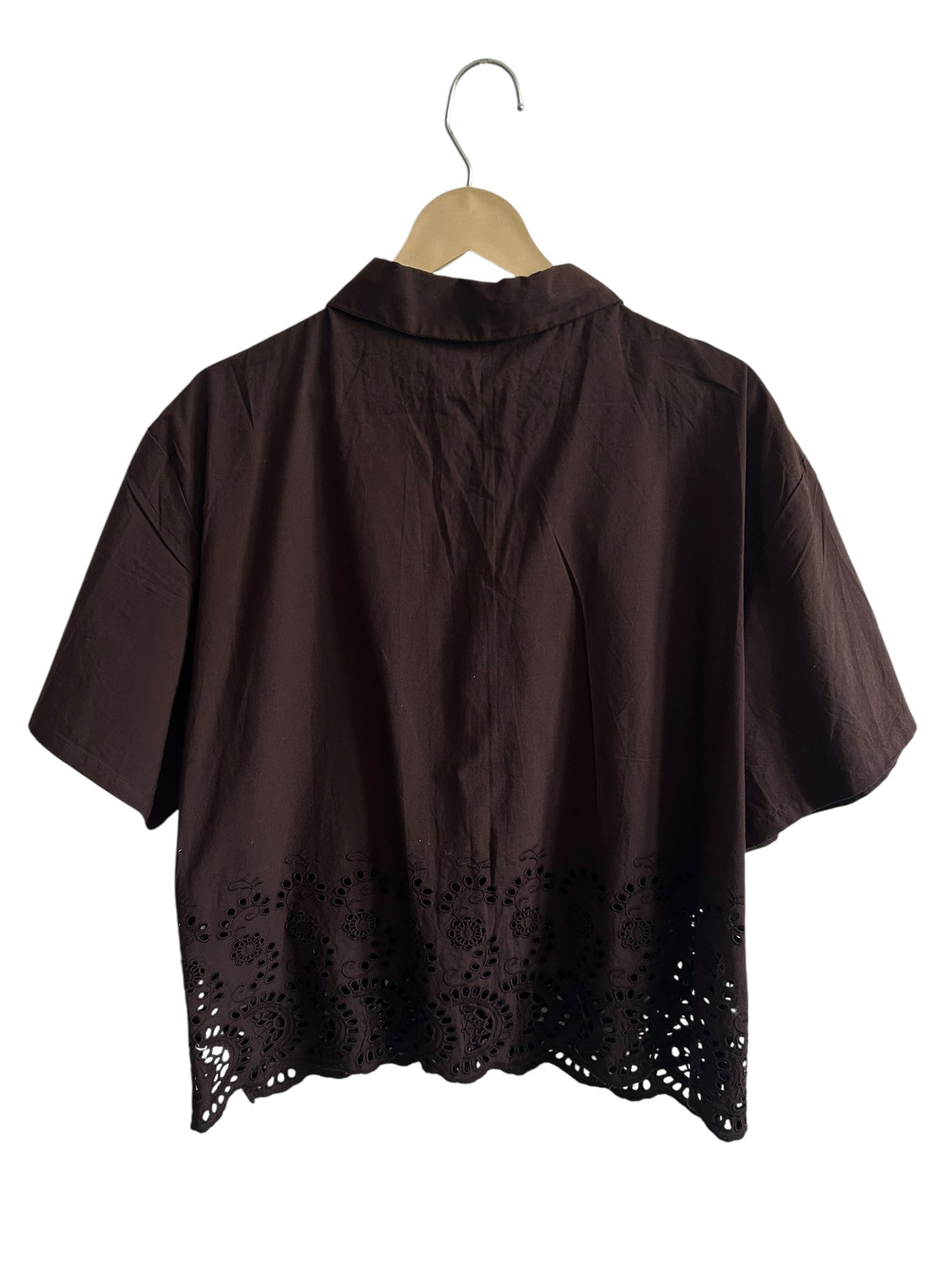 Brown Cotton Schiffli Shirt