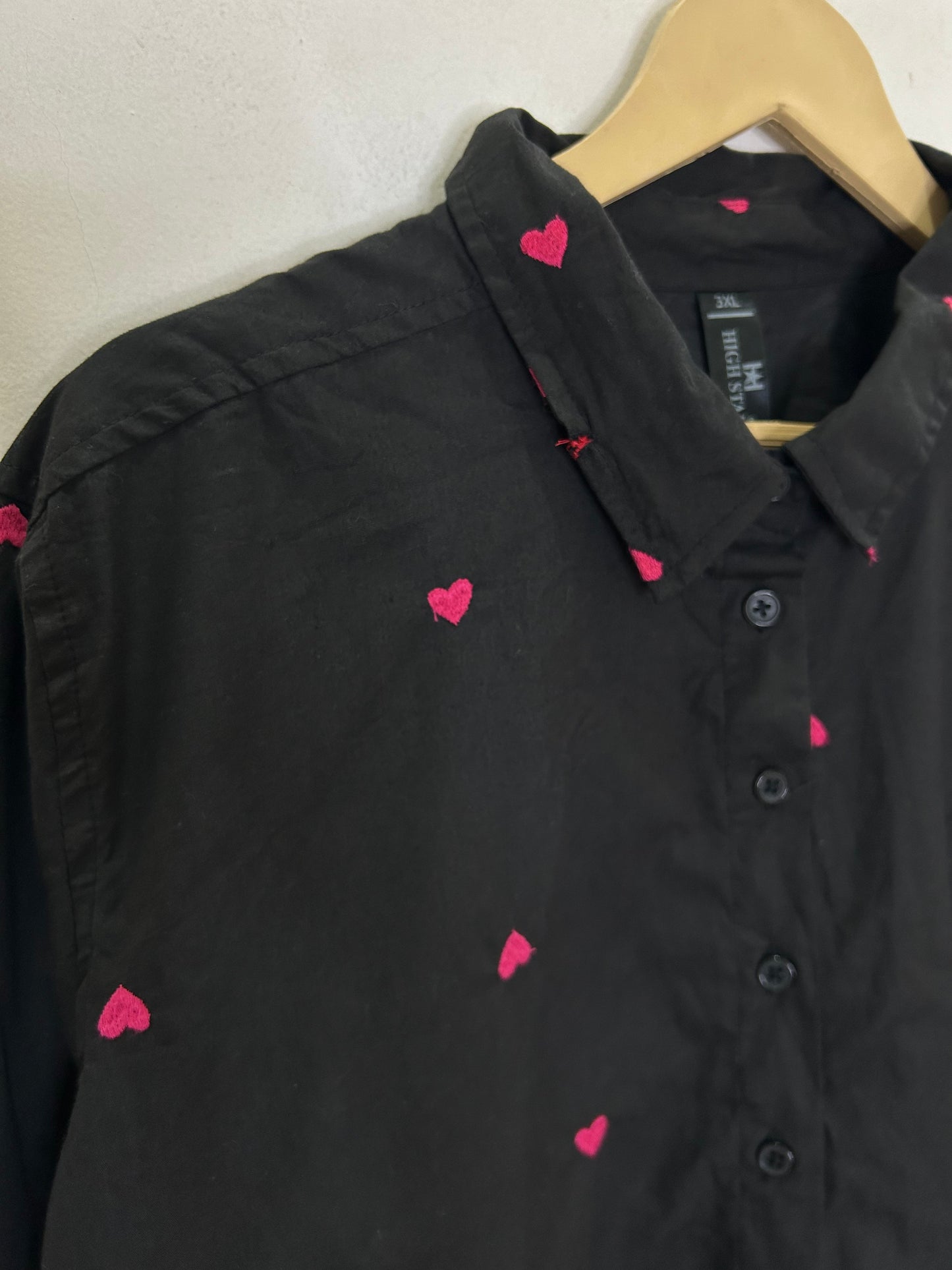 Mini Hearts Embroidered Cotton Shirt