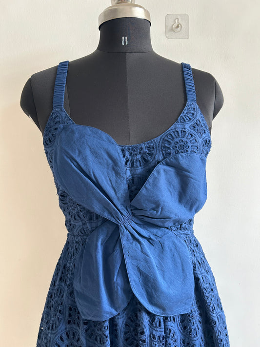 Blue Cotton Floral Dress