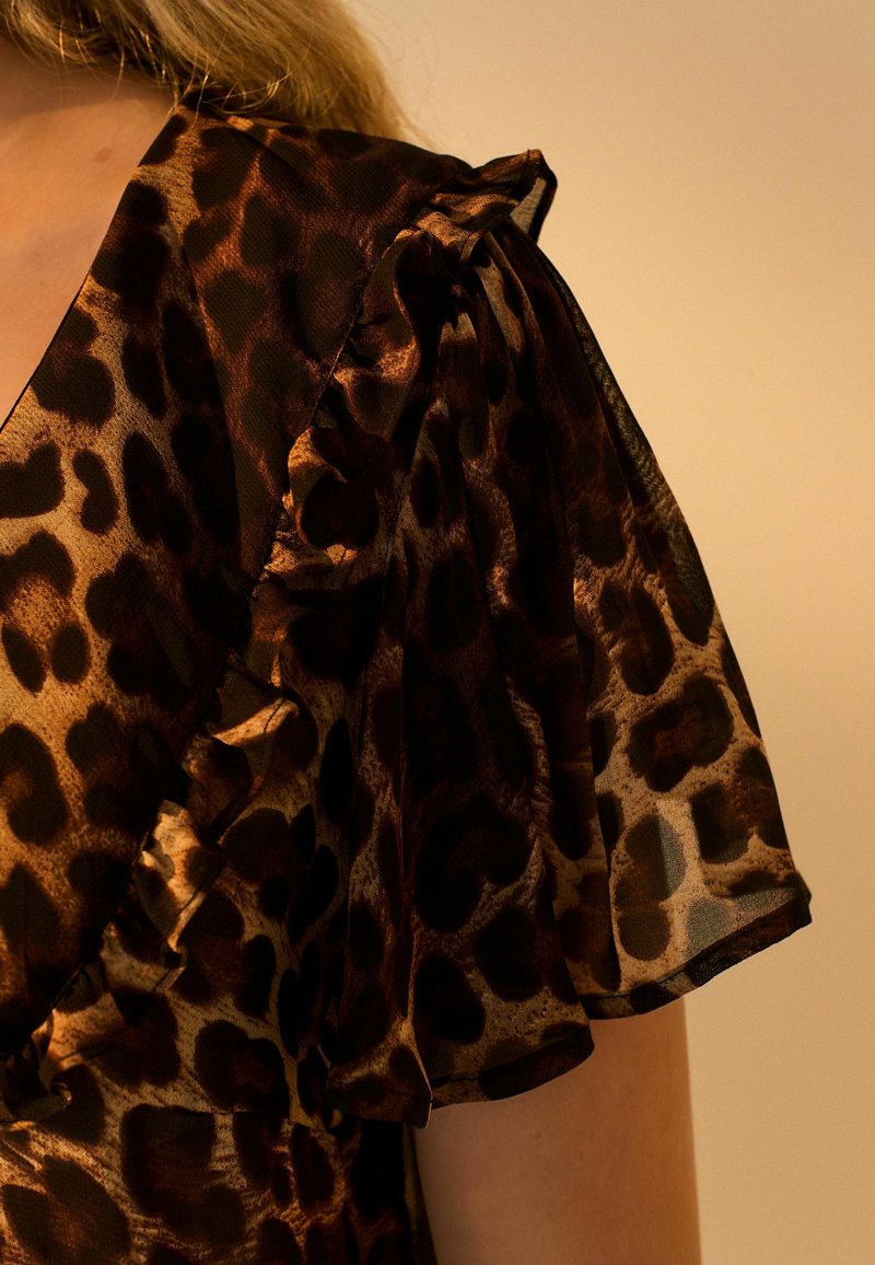NEXT Leopard Print Peter Pan Collar Sheer Short Sleeve Blouse