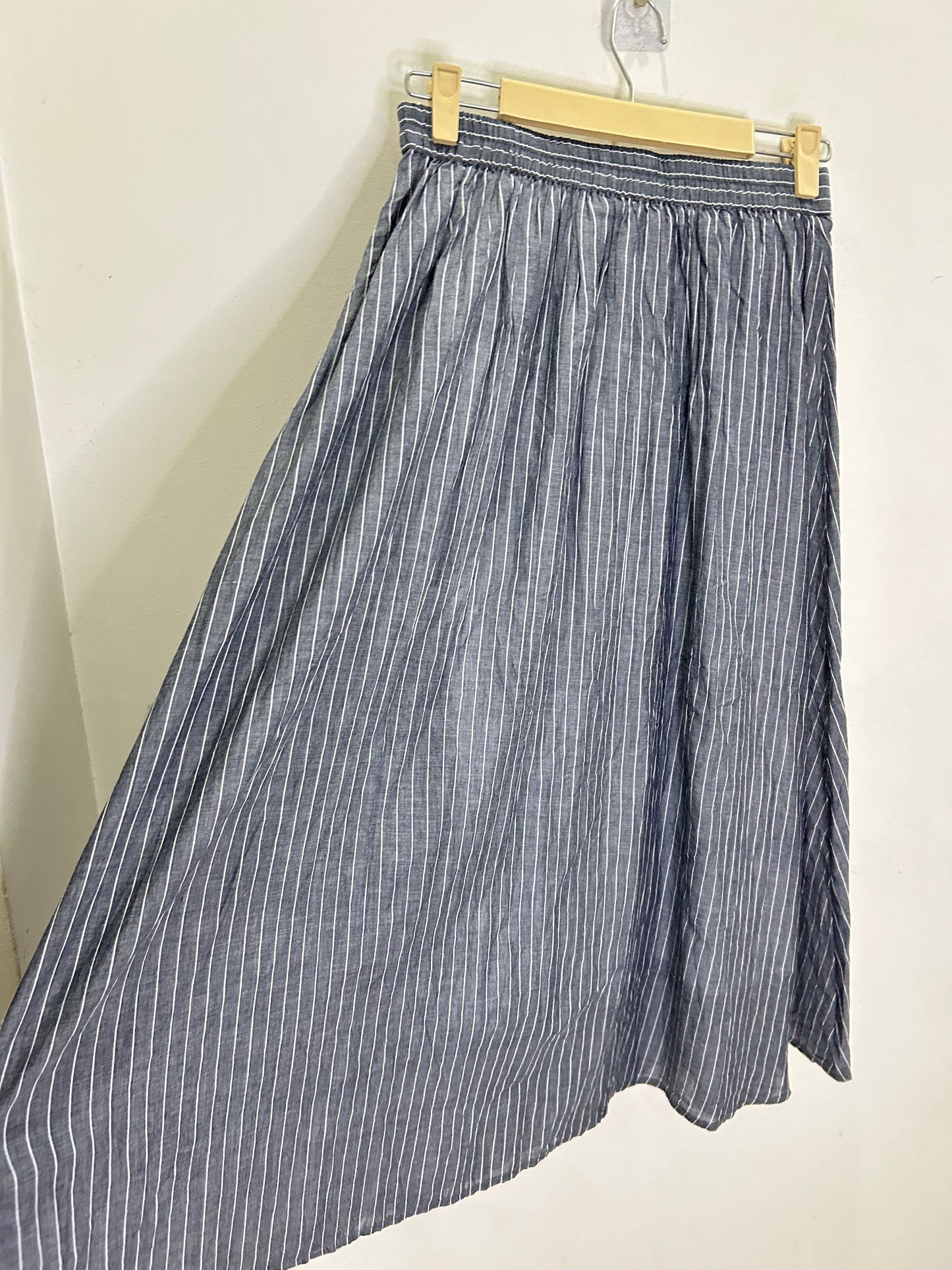 Cotton Striped Grey Skirt (have lining)