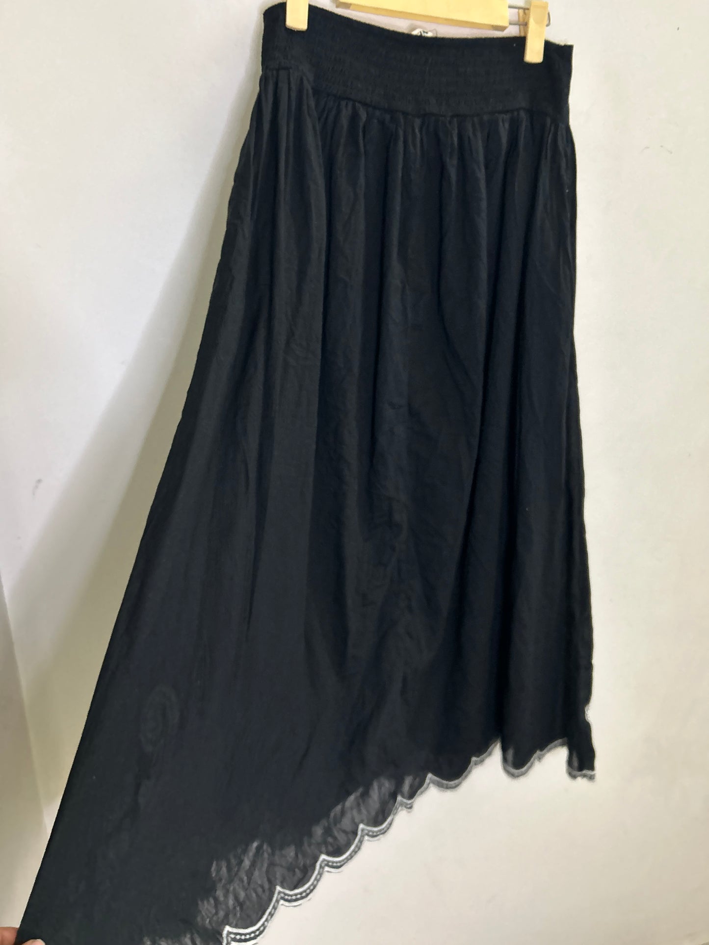 Cotton Embroidered Black Skirt