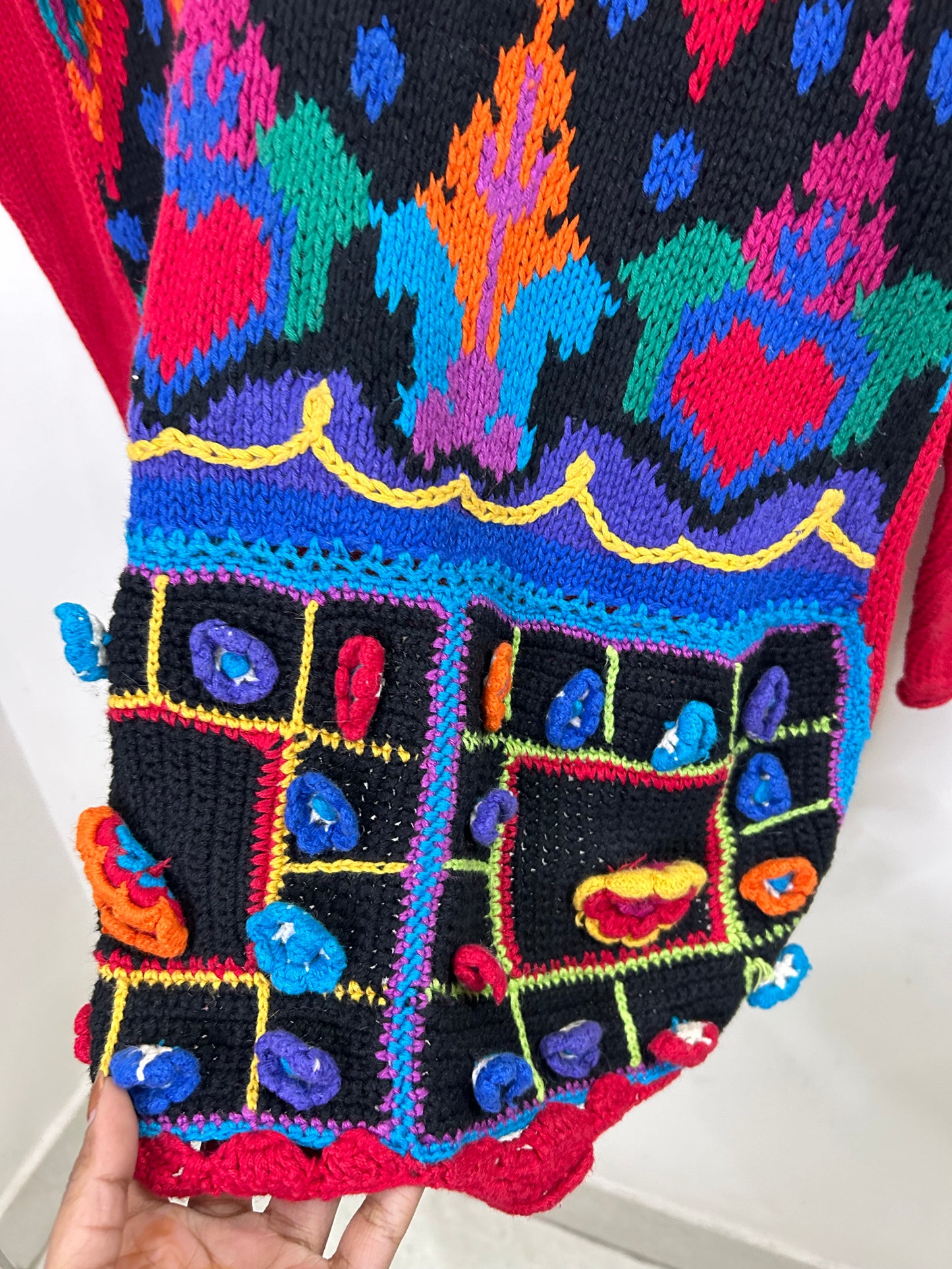 Red Patchwork Sweater