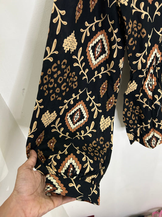 Cotton Brown Knot Blouse Top