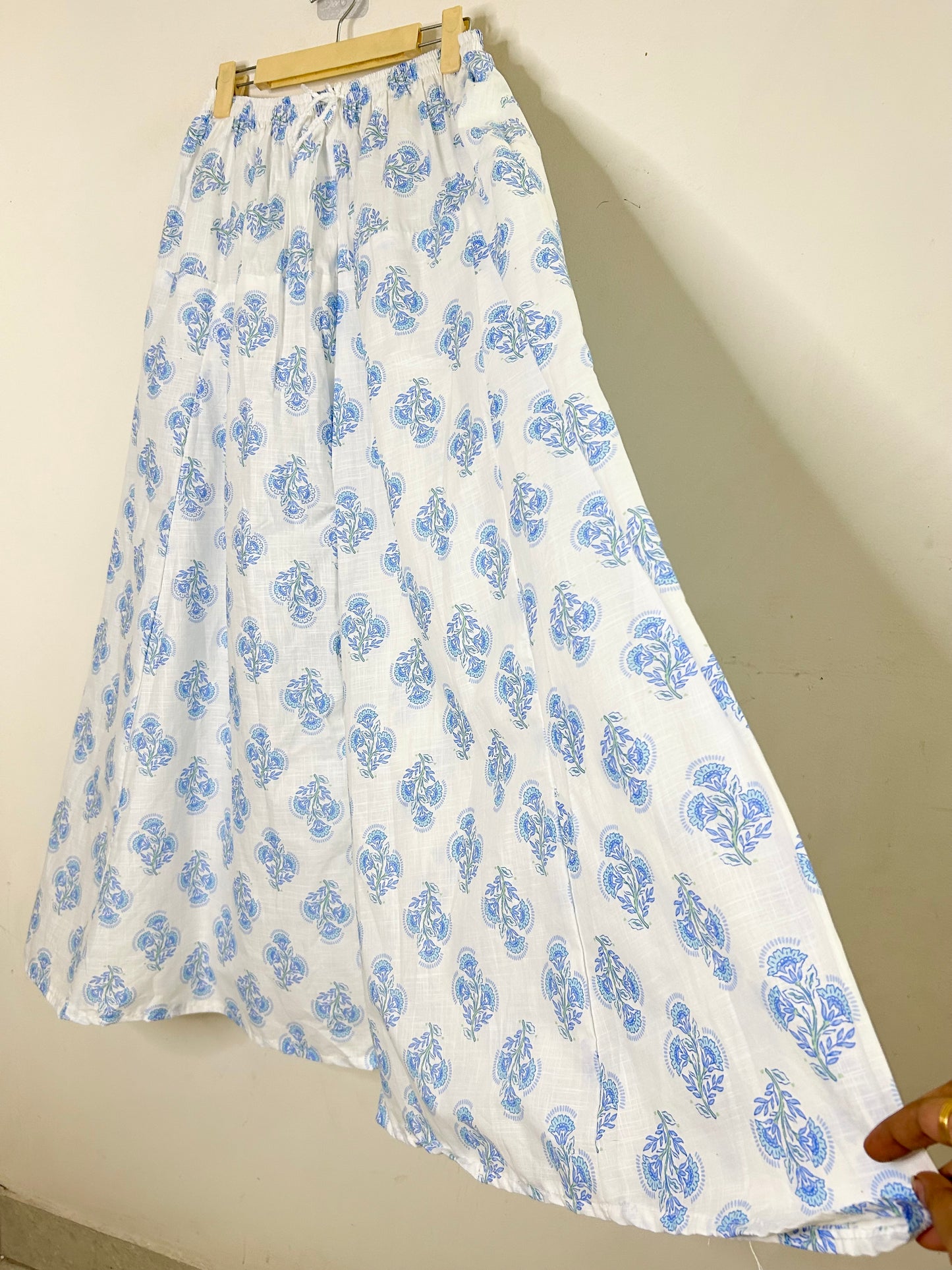 Block Print White-Blue Palazzo
