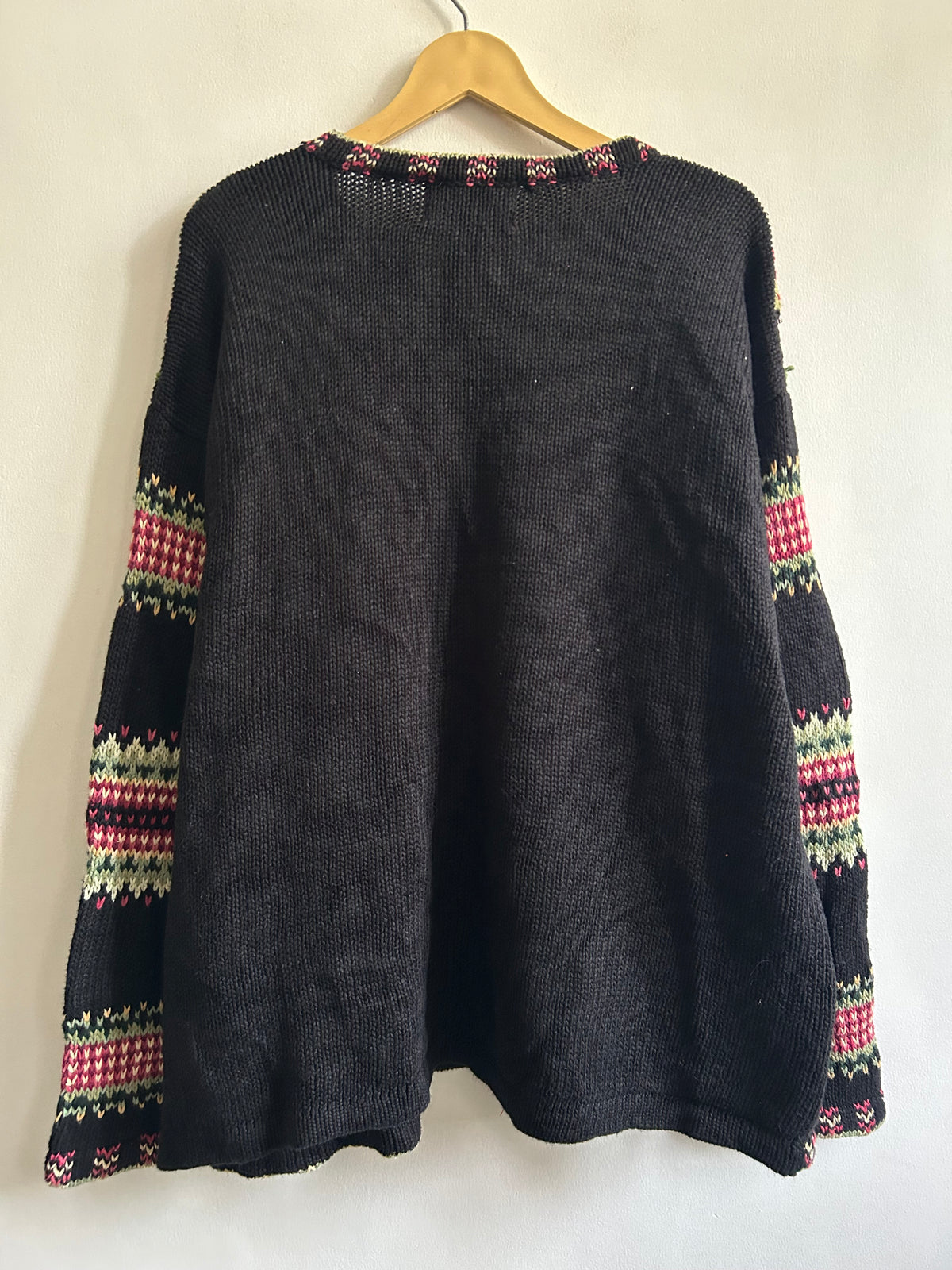 Vintage Christmas Tree Knit Black Cardigan