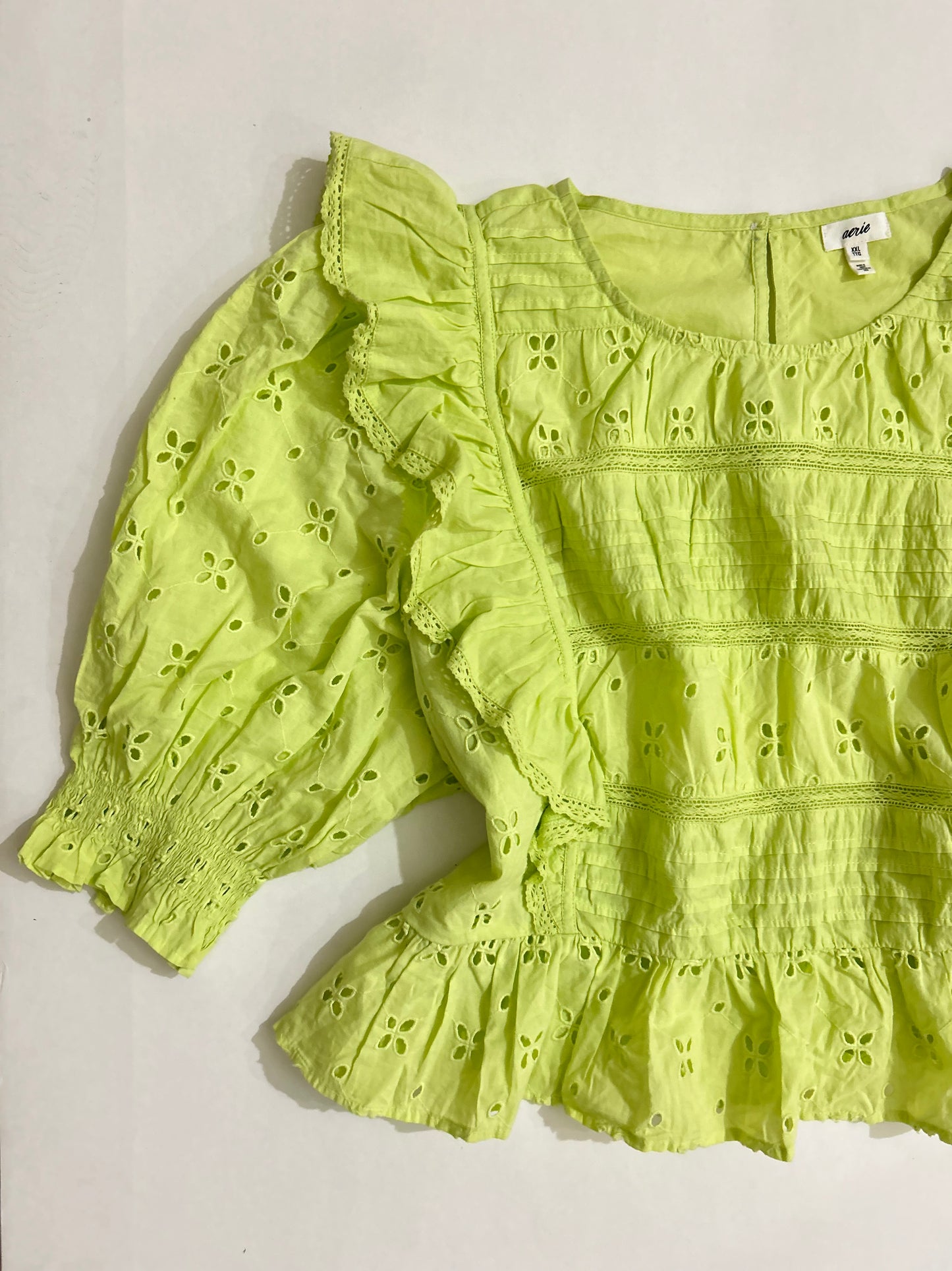Neon Ruffle Cotton Top