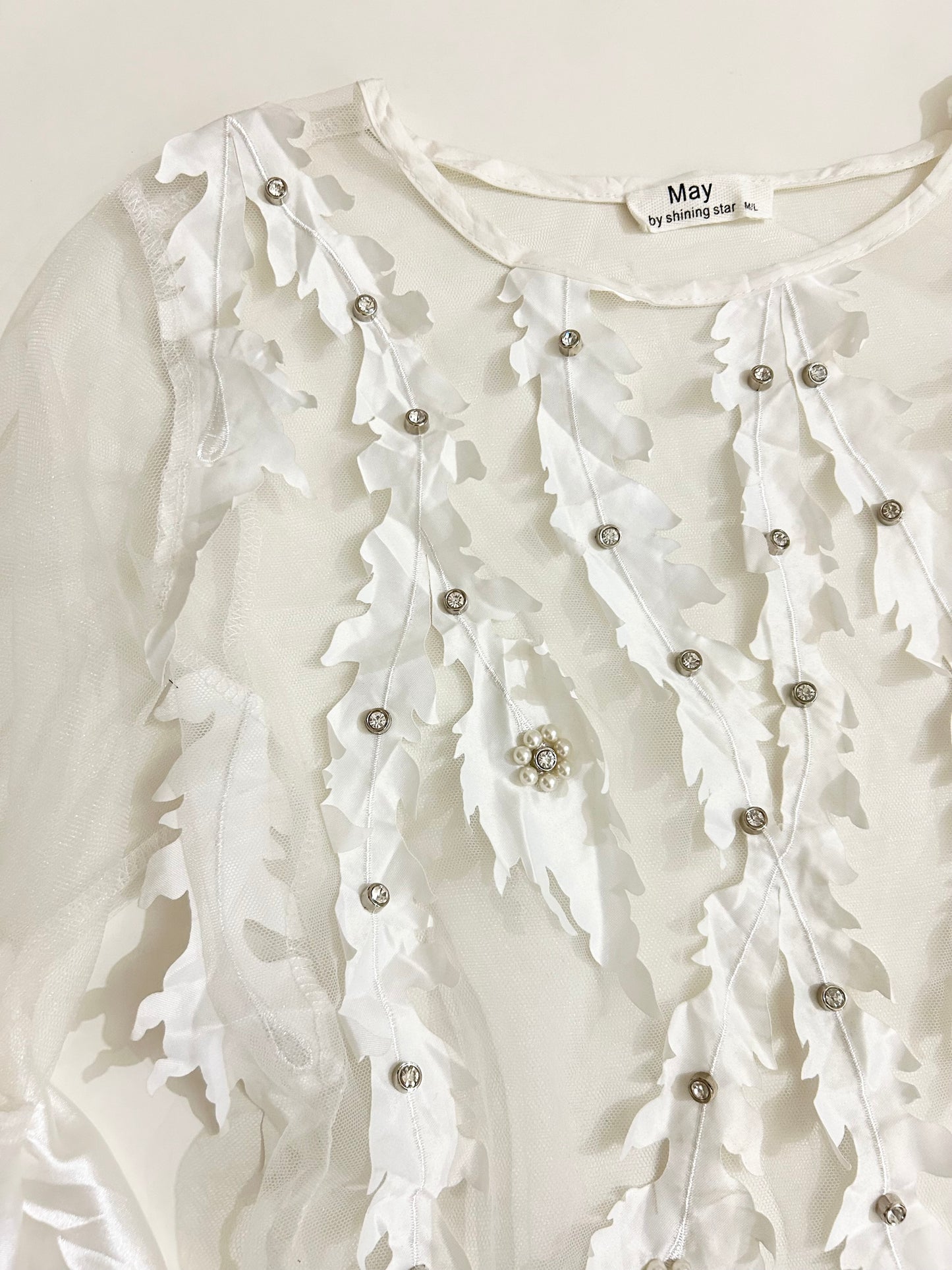 Ruffle Sleeve Mesh Top
