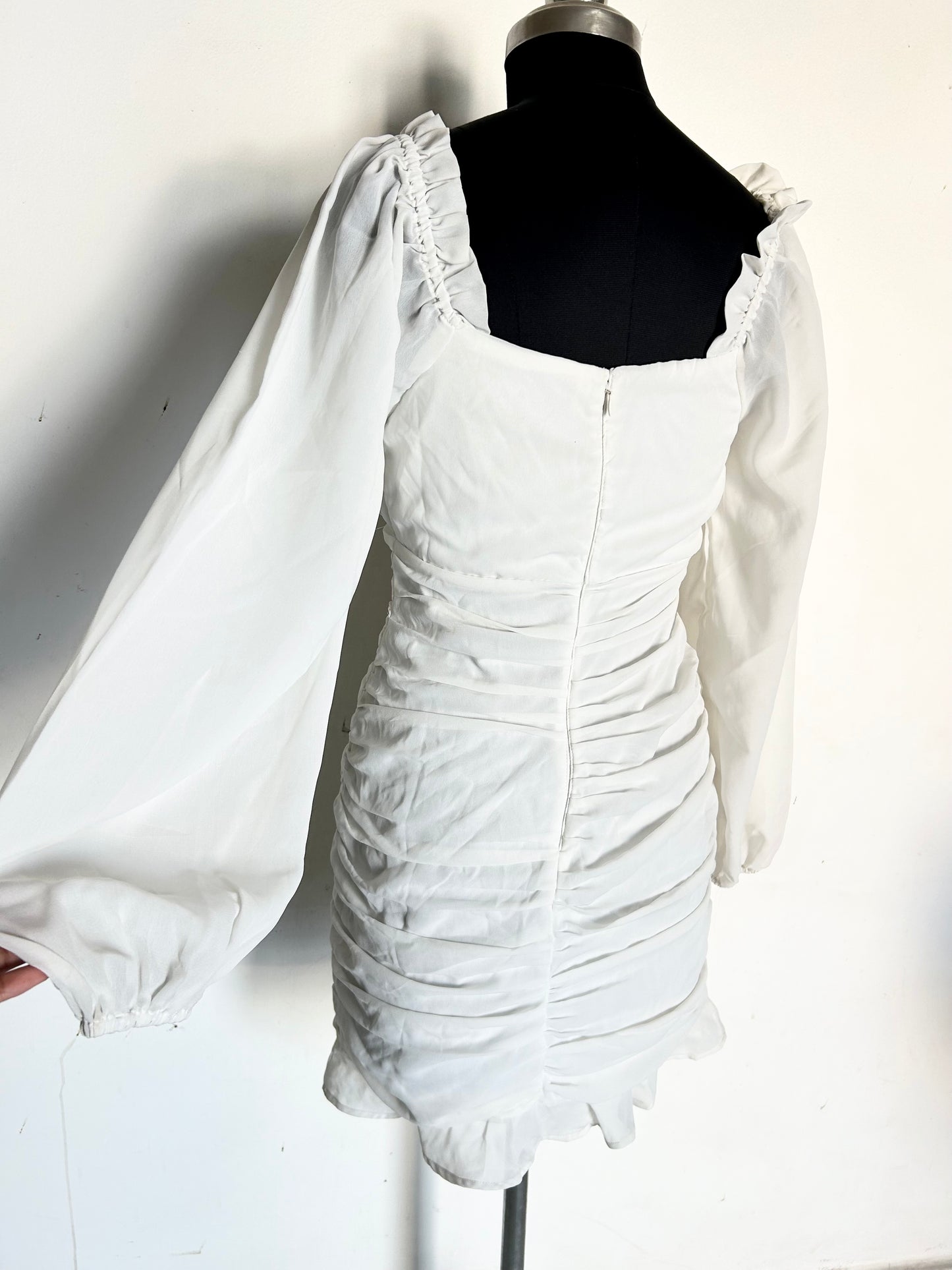 White Ruched Dress