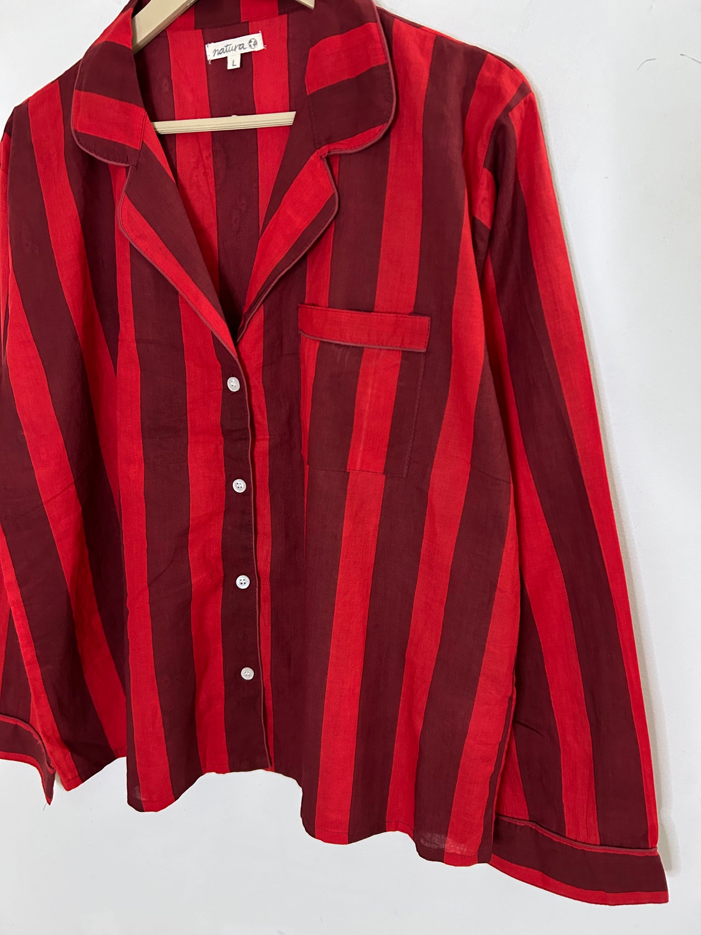 Red Striped Cotton Co-Ord Set (Have Pockets)