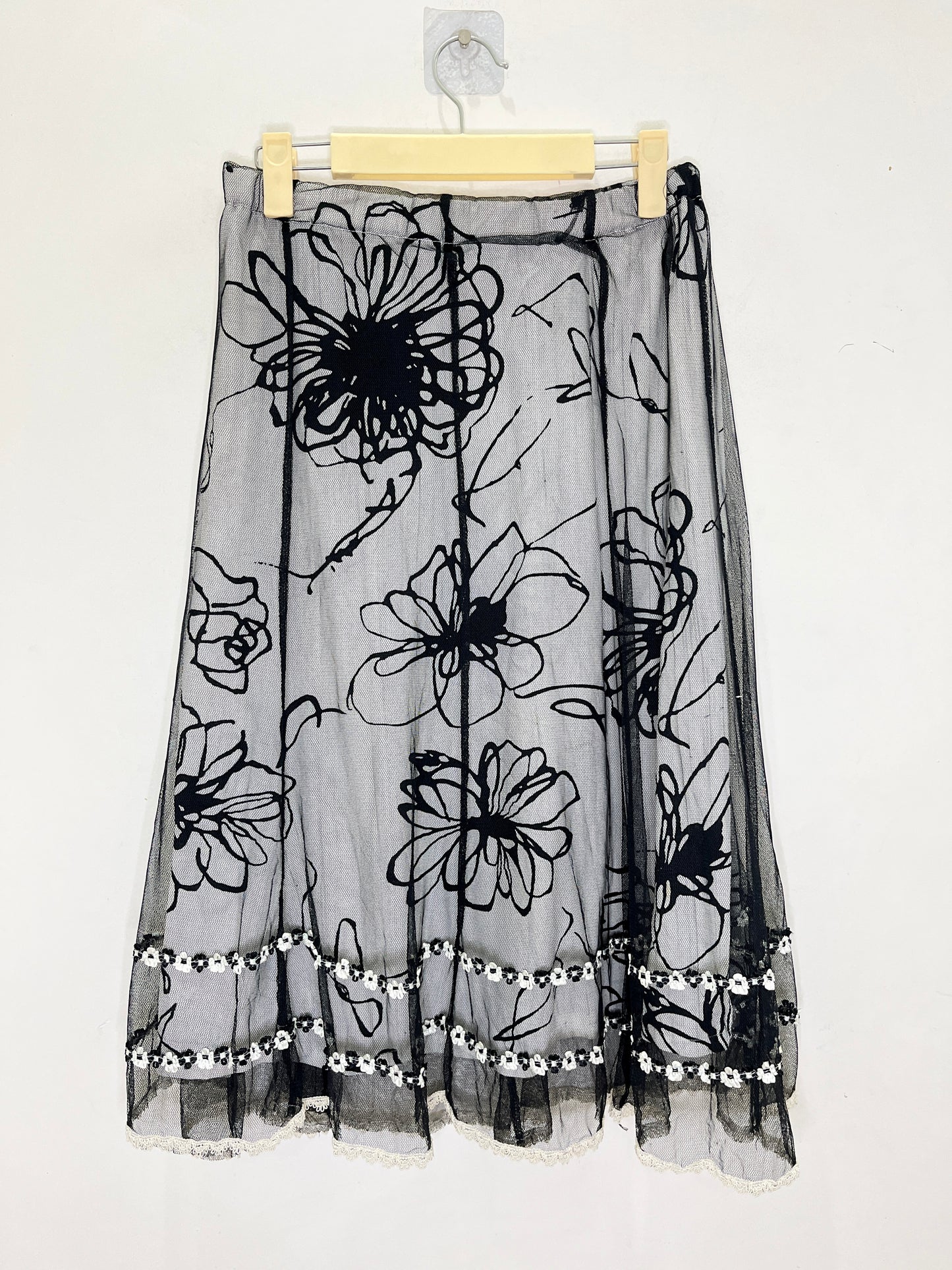 Black Floral Mesh Skirt