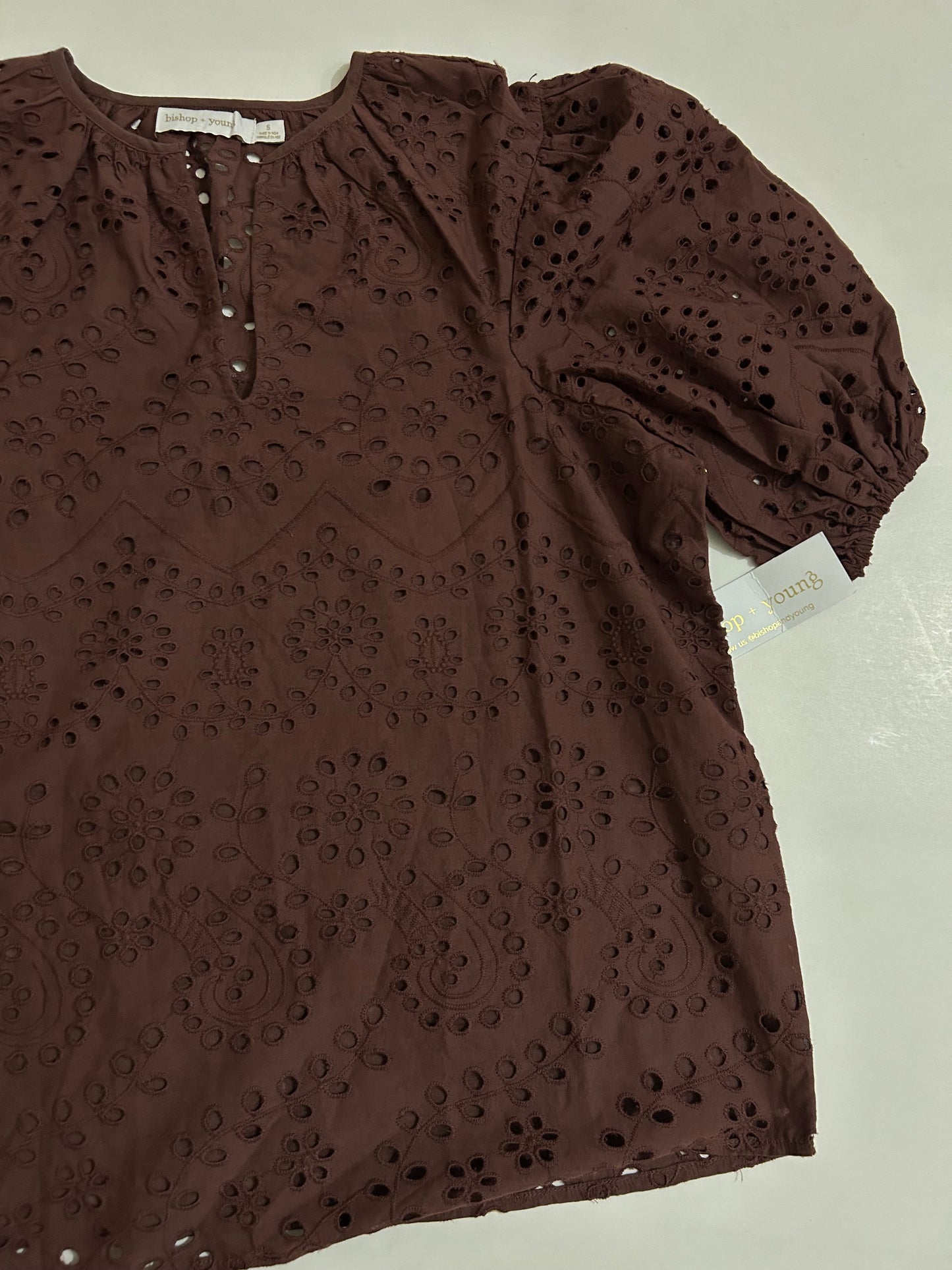 Schiffli Brown Cotton Top