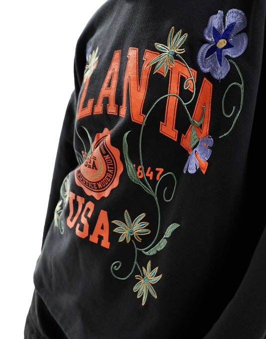 ASOS DESIGN oversized hoodie with embroidered atlanta graphic in black
