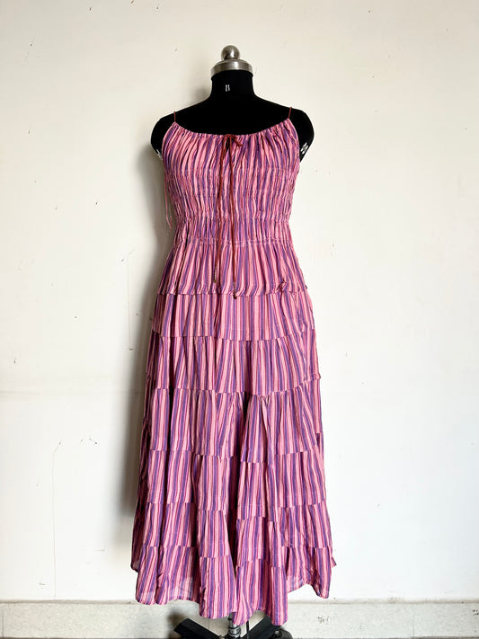 Striped Cotton Ruffle Dress