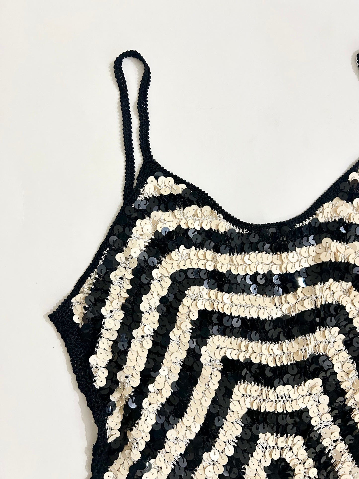 B&W Embellished Sequinned Top