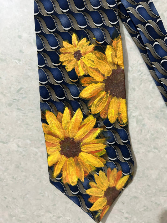 Handpainted Sunflower Tie