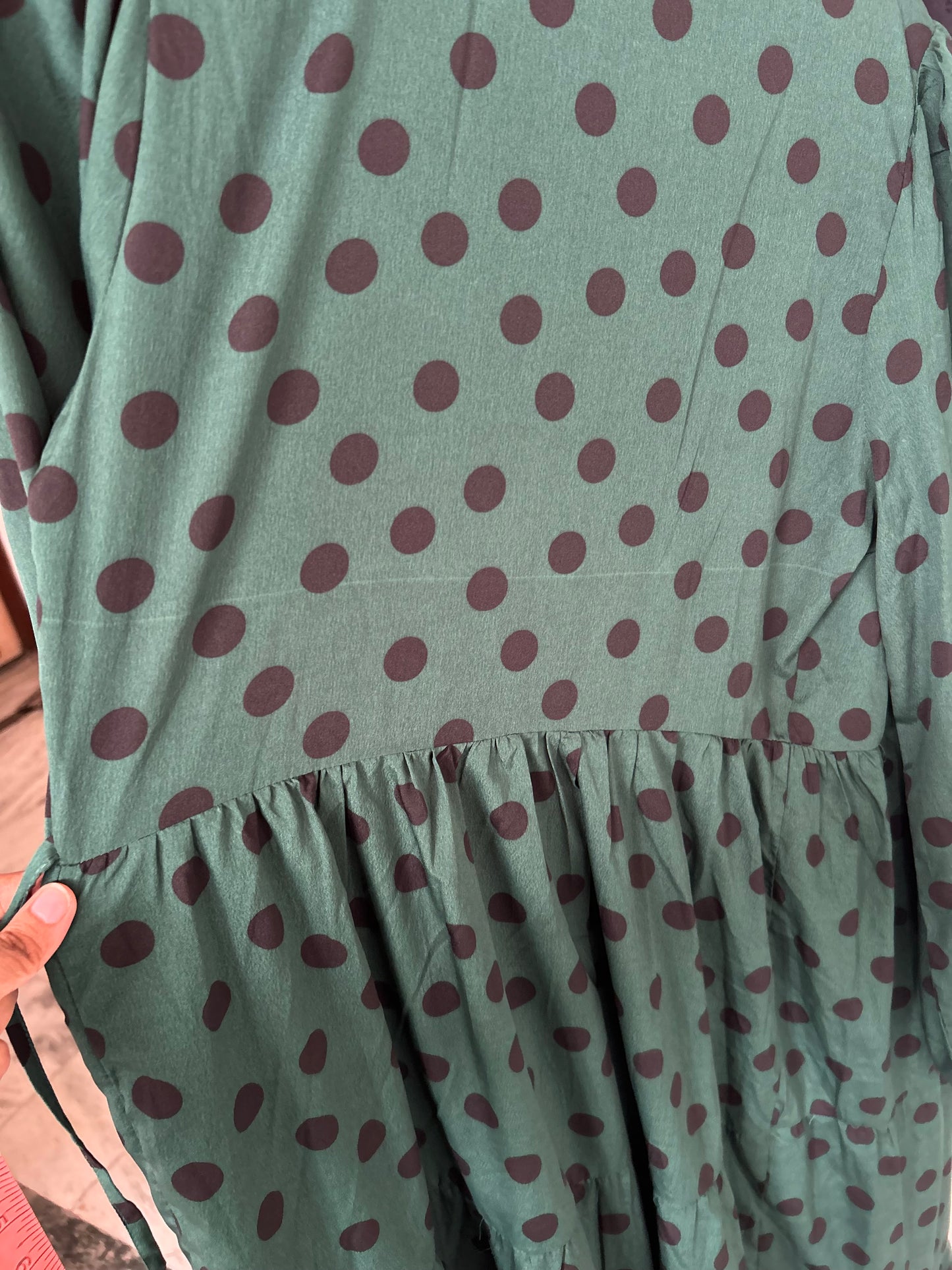 NEW LOOK Green Polka Wrap Dress