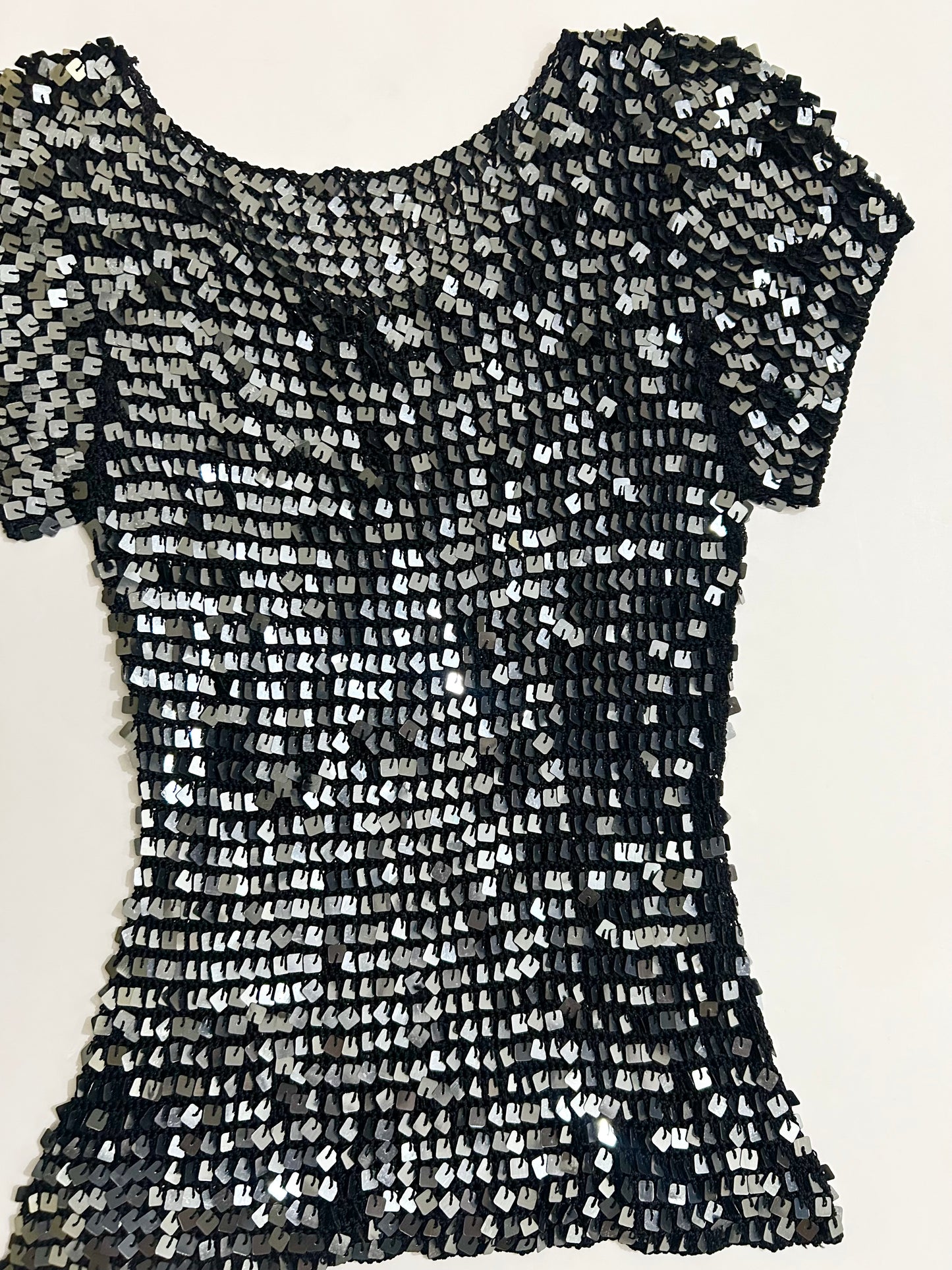 Black Embellished Sequinned Top