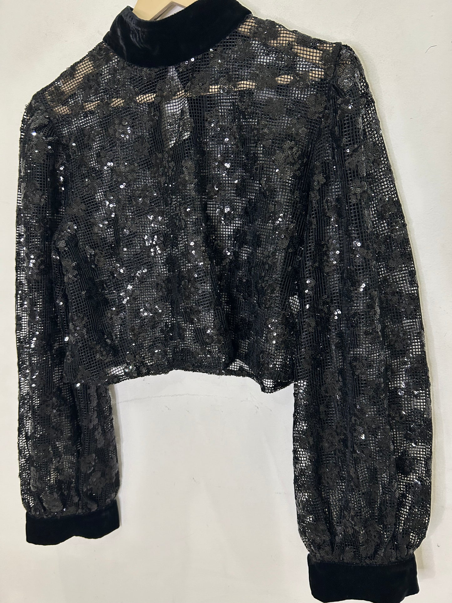 Black Sequin Sheer Blouse