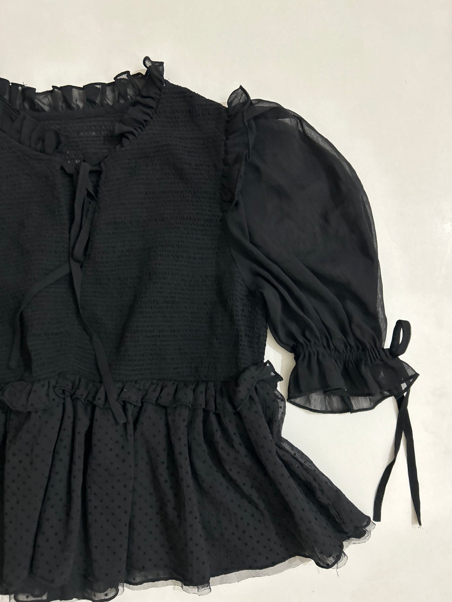 Black Puff Sleeves Top