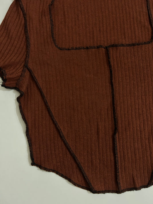 Ribbed Brown Top