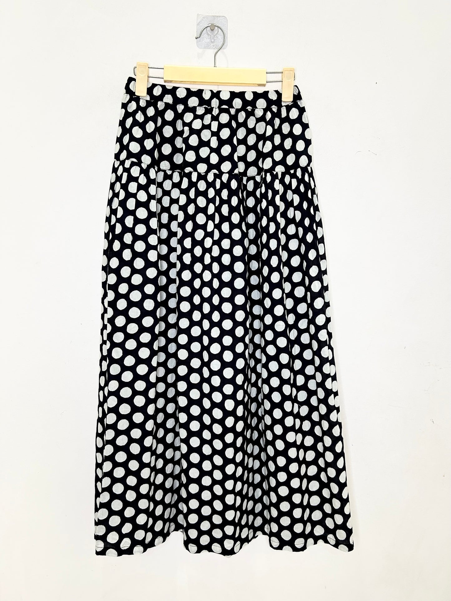 Cotton B&W Polka Dot Skirt (with Pockets)