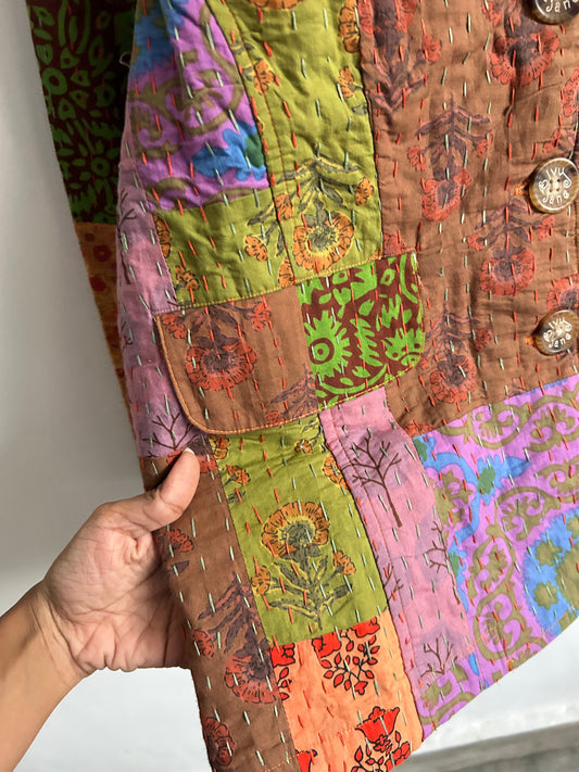 Kantha Cotton Patchwork Jacket: 42”