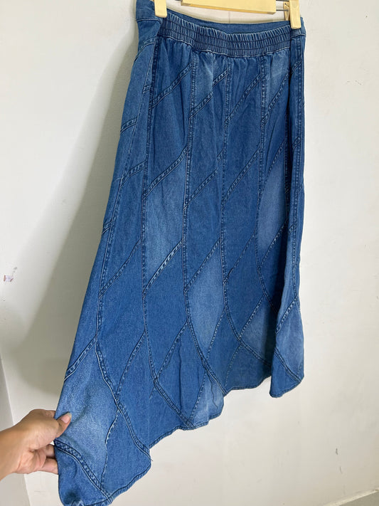 Denim Zig zag Skirt