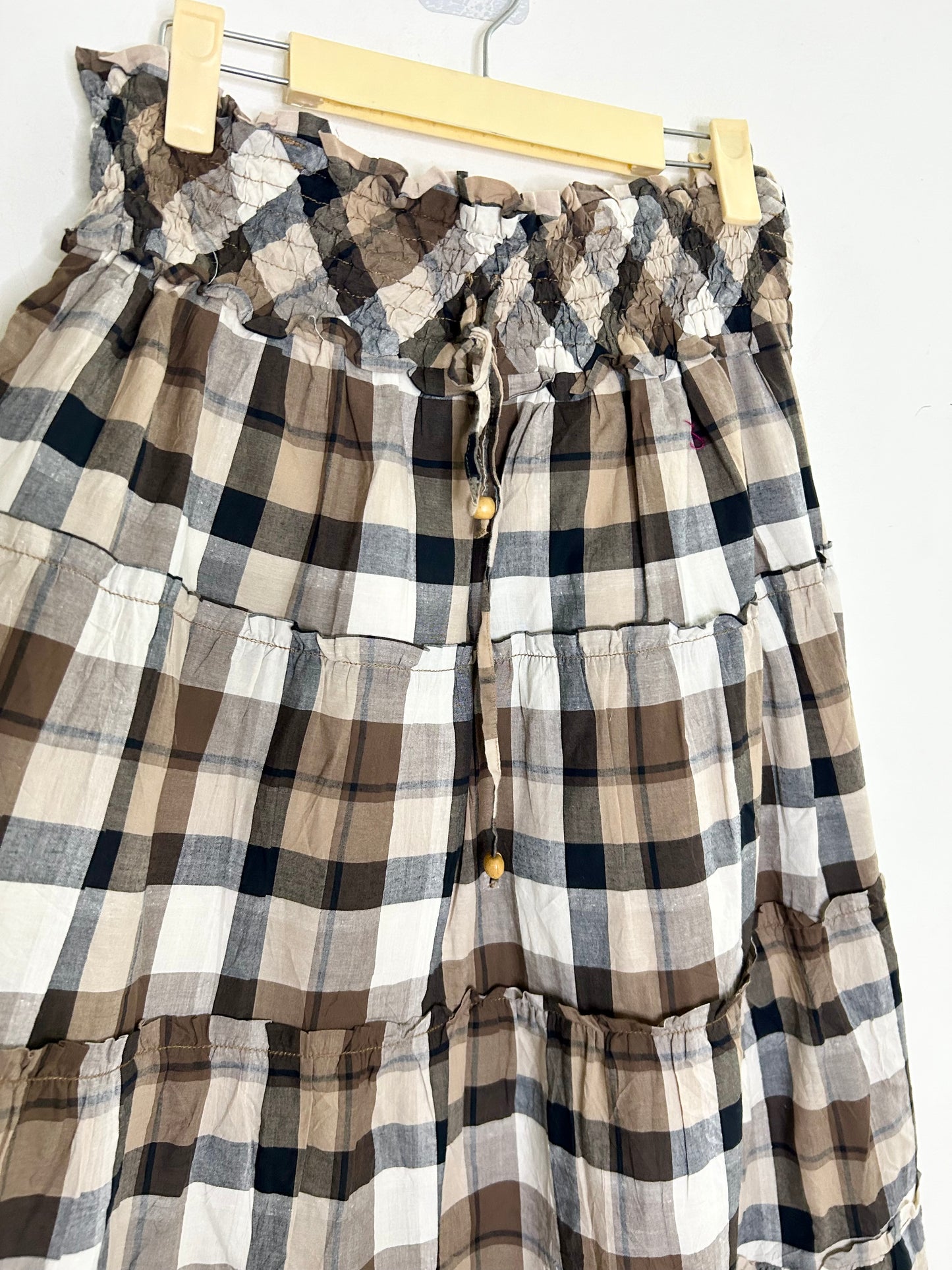 Brown Checkered Skirt