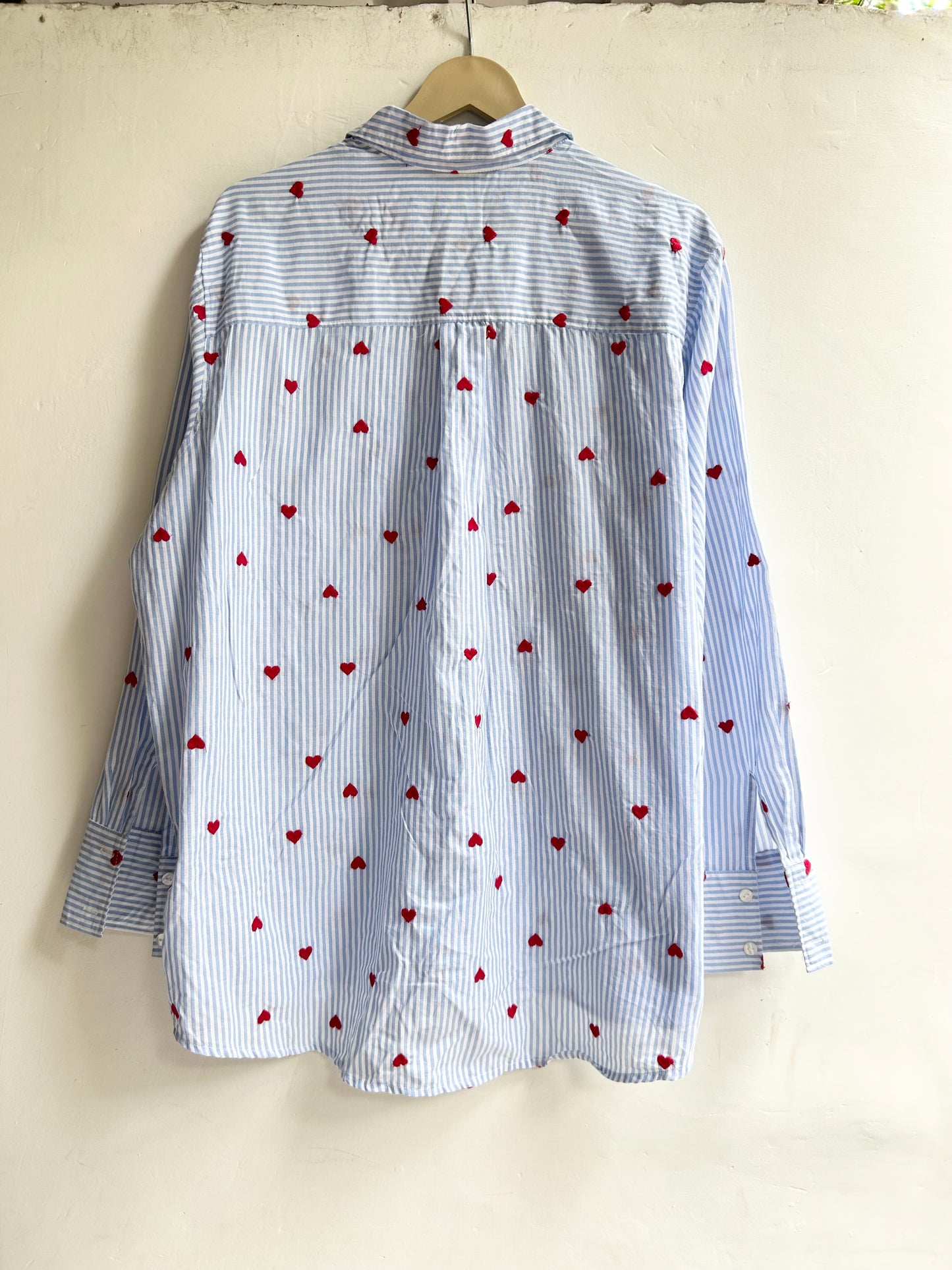 Cotton Hearts Embroidered Shirt: Chest-50”