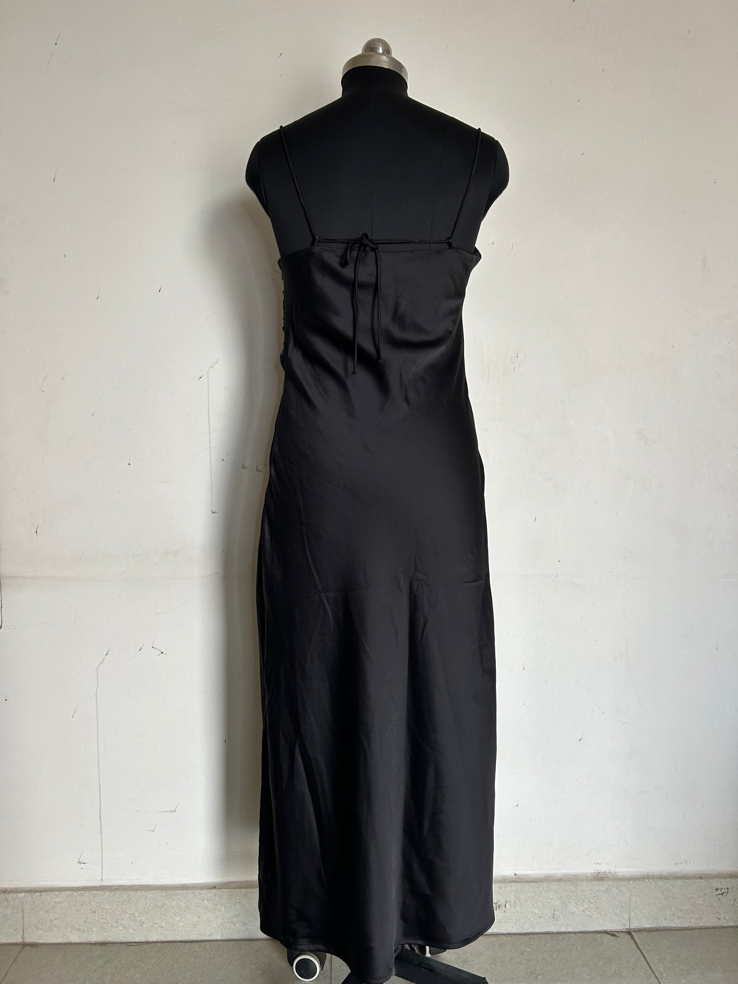 Black Solid Side Slit Dress