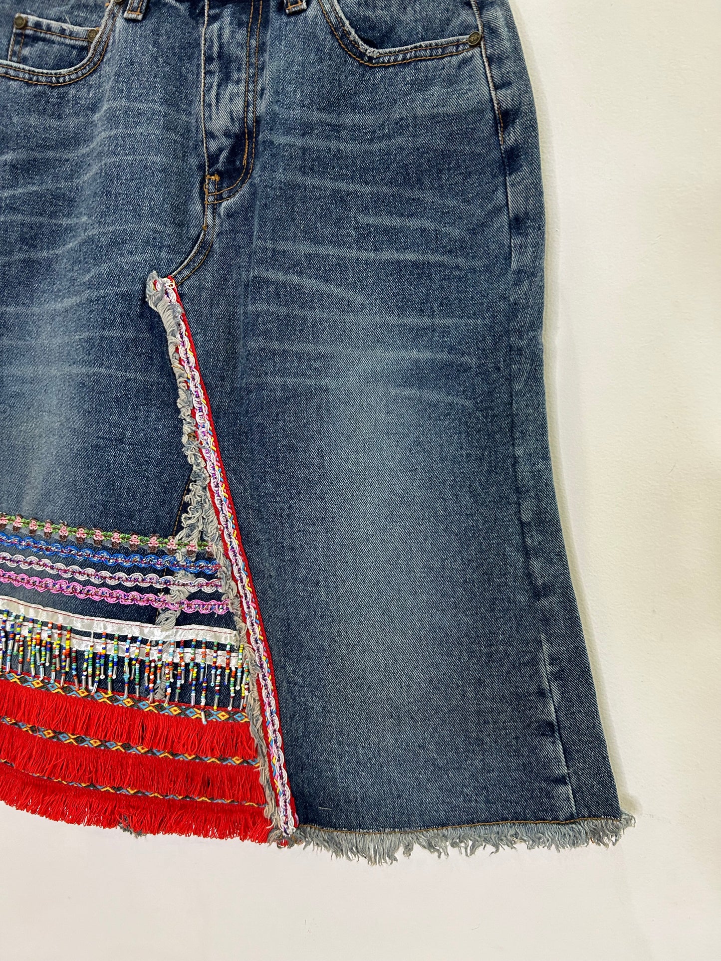 Boho Denim Skirt