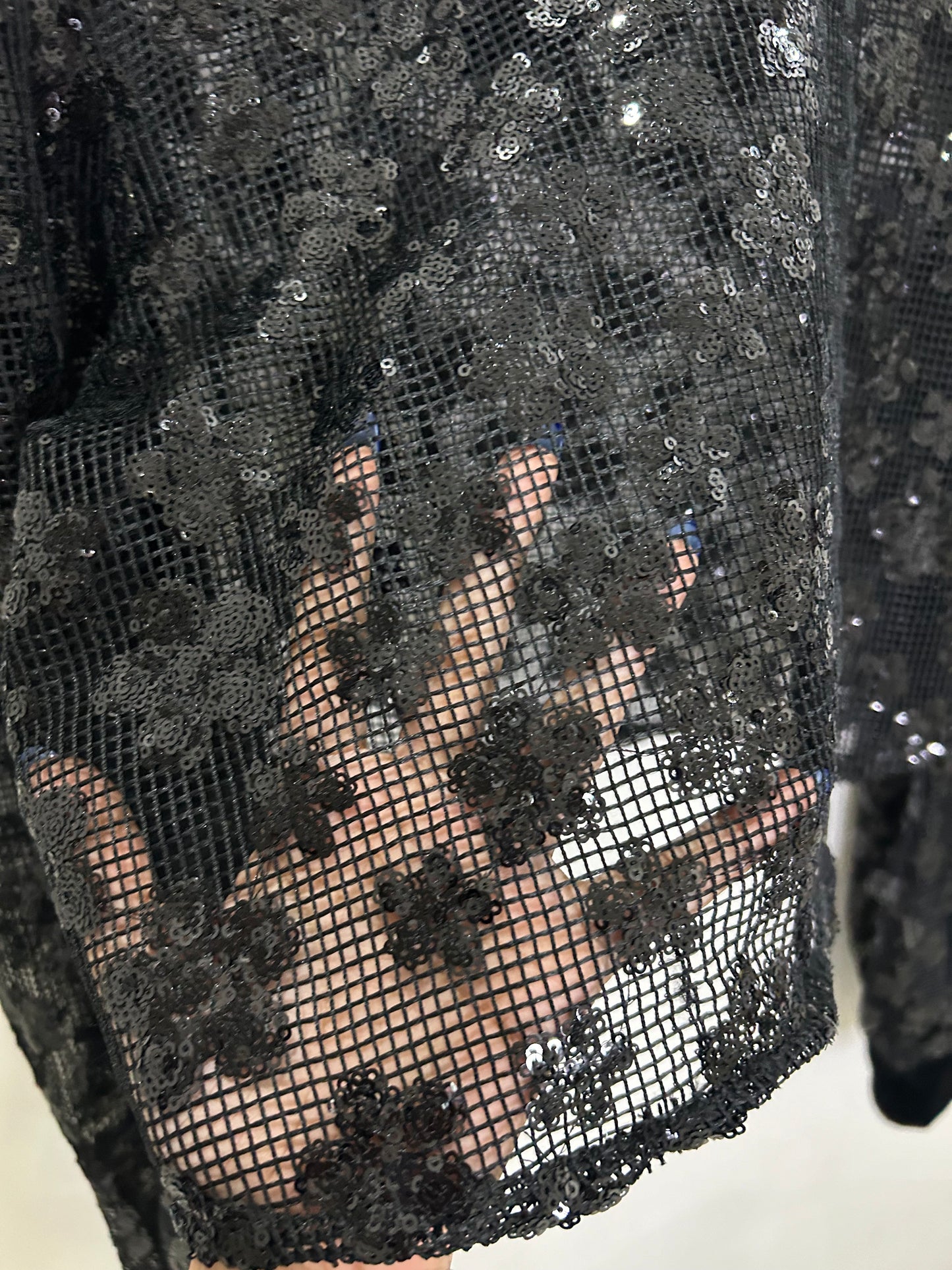 Black Sequin Sheer Blouse