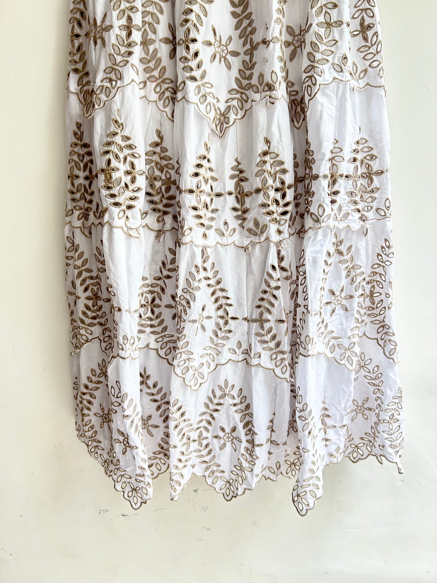 Cotton Beige Embroidered Skirt