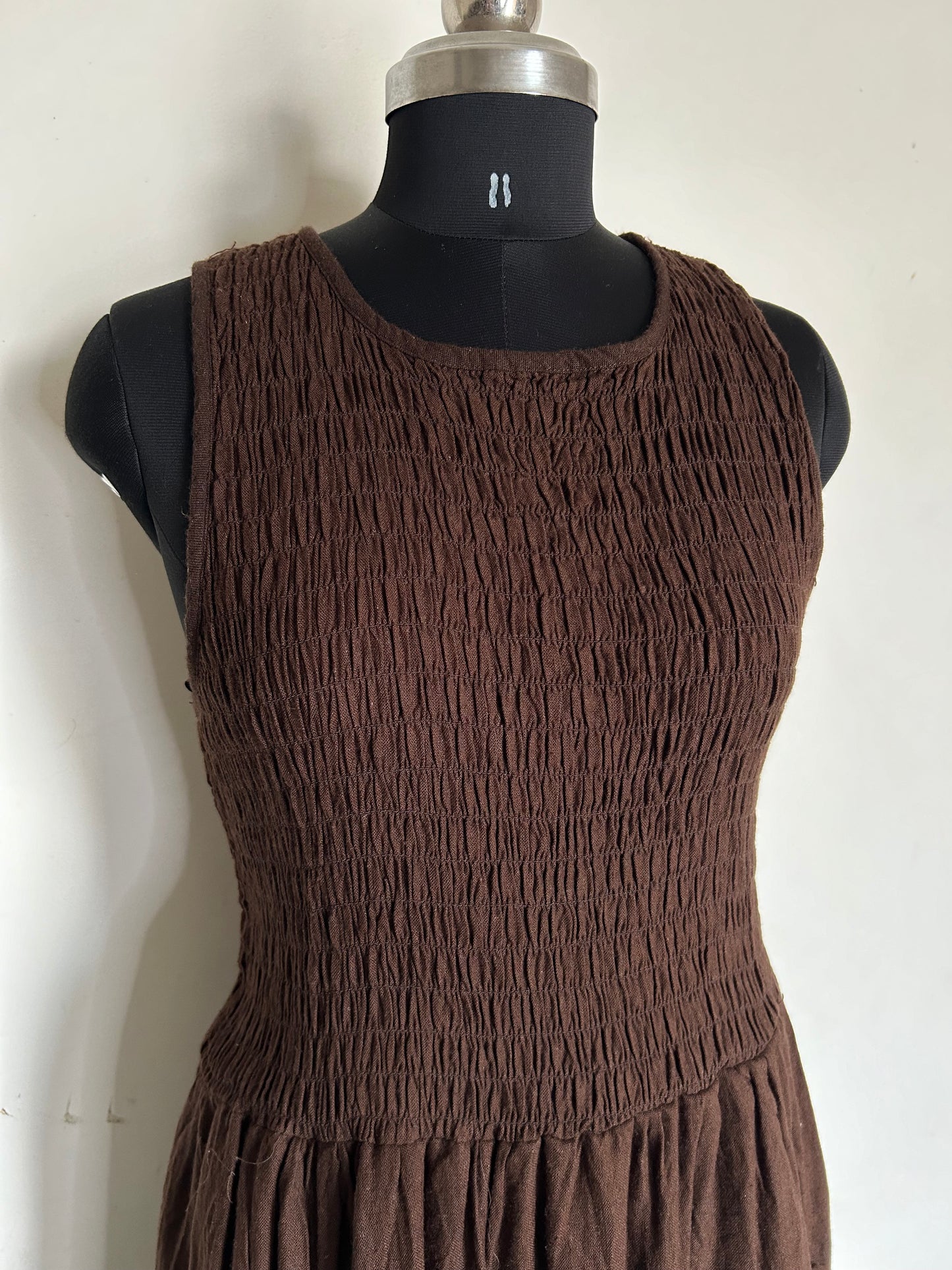Brown Ruched Dress