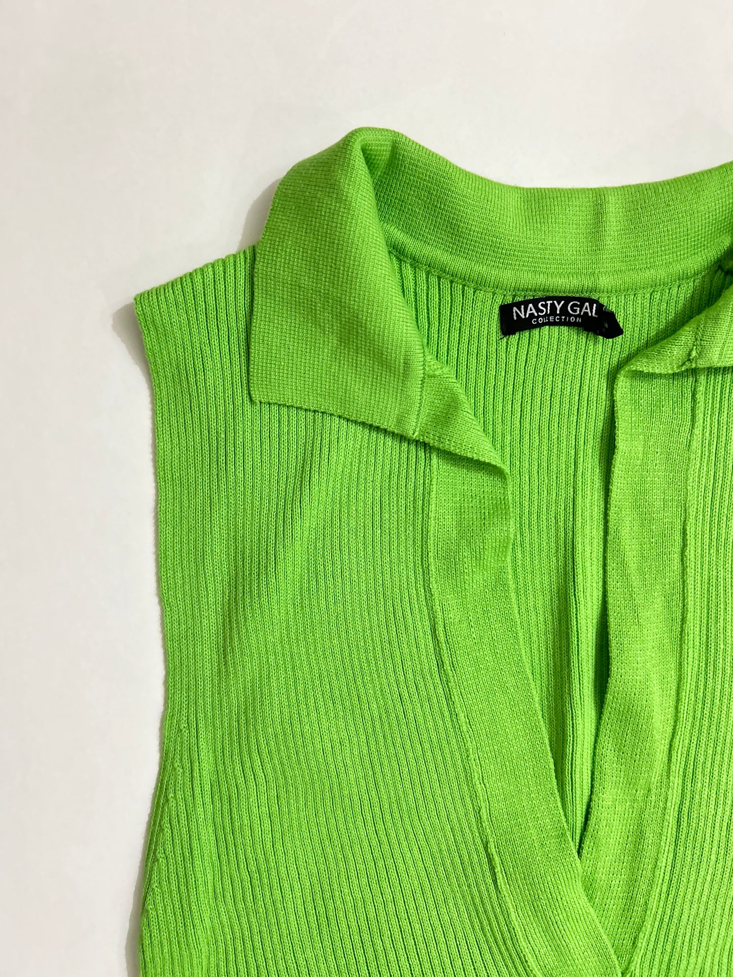 Neon Collar Ribbed Top