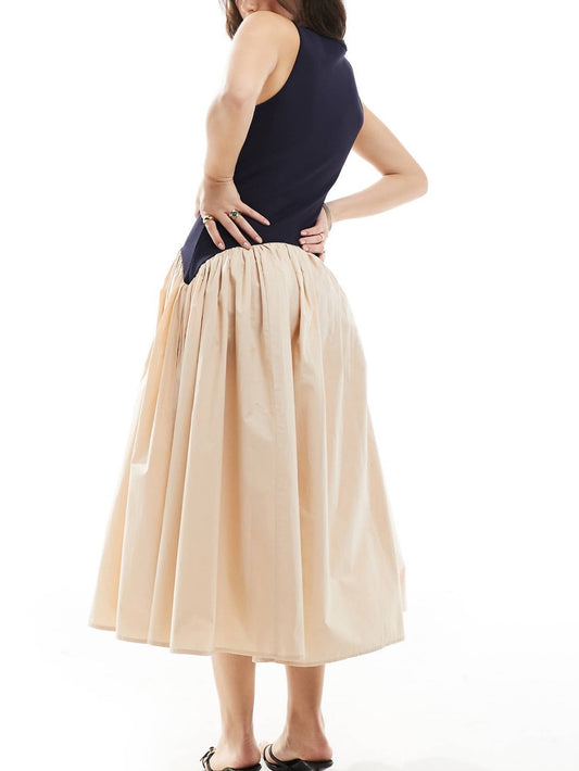 Colorblock Navy Blue Dress: 34”