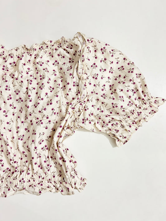 Mini floral puff sleeves top