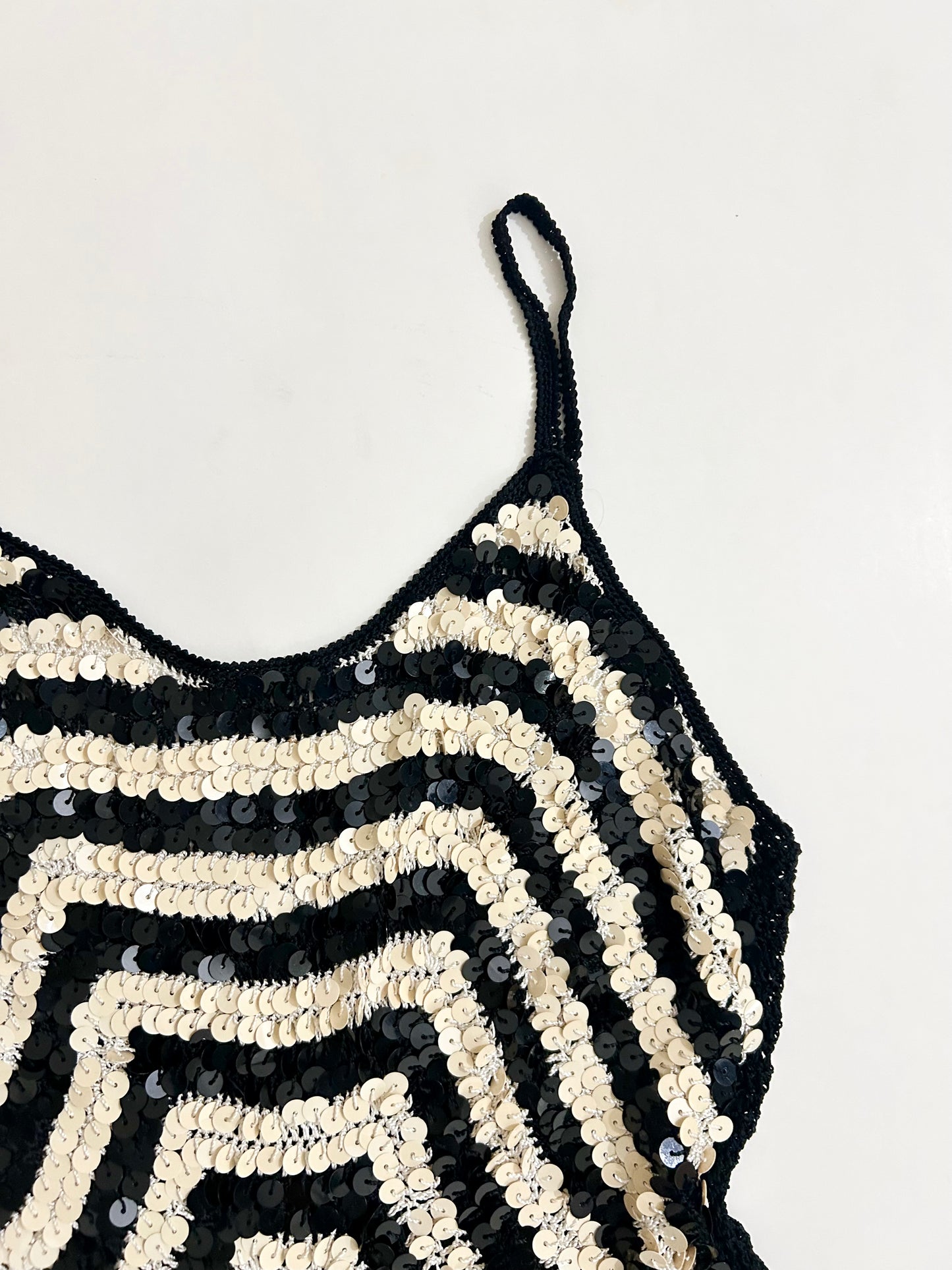 B&W Embellished Sequinned Top
